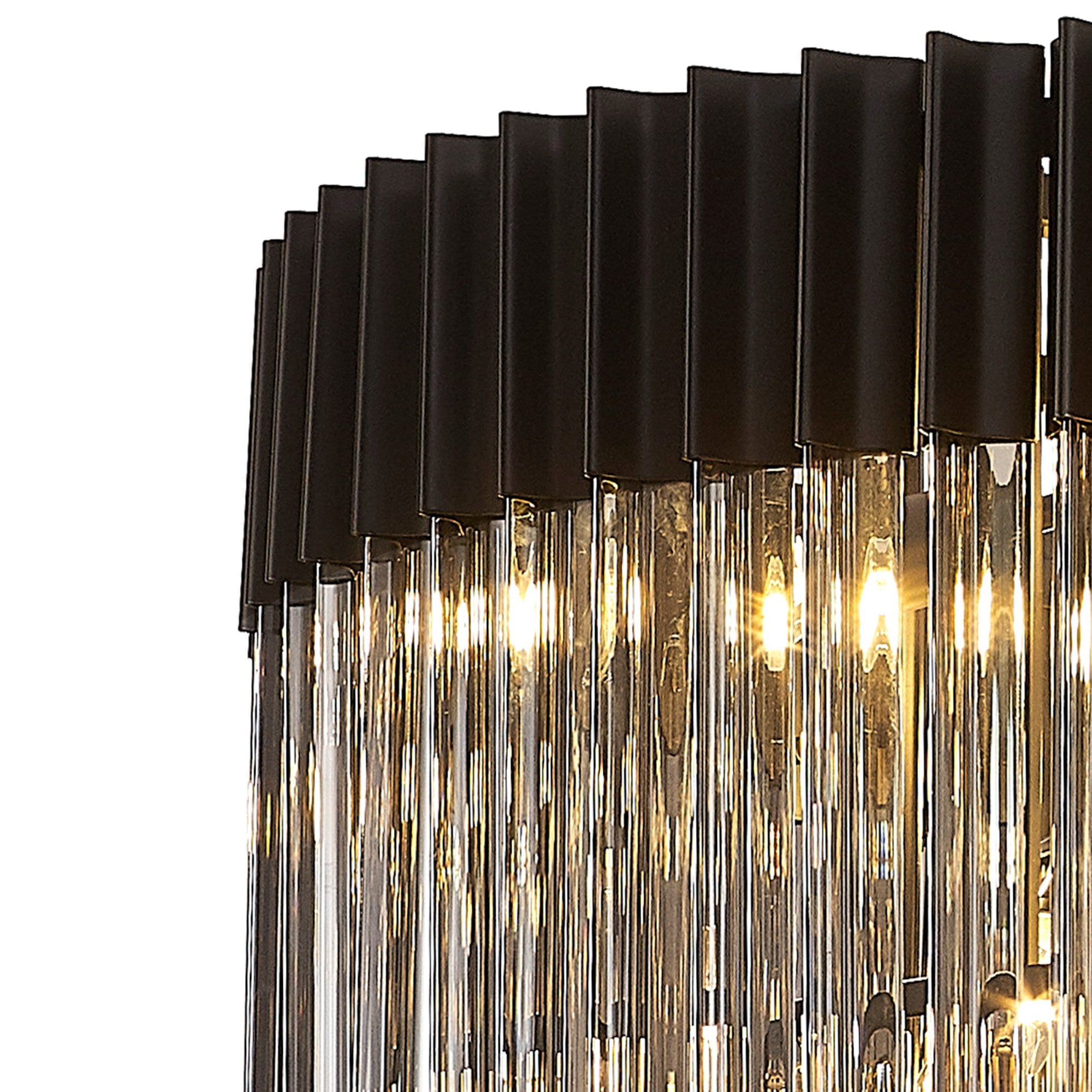 Donard Matt Black 19 Light Tiered Chandelier with Smoked Glass