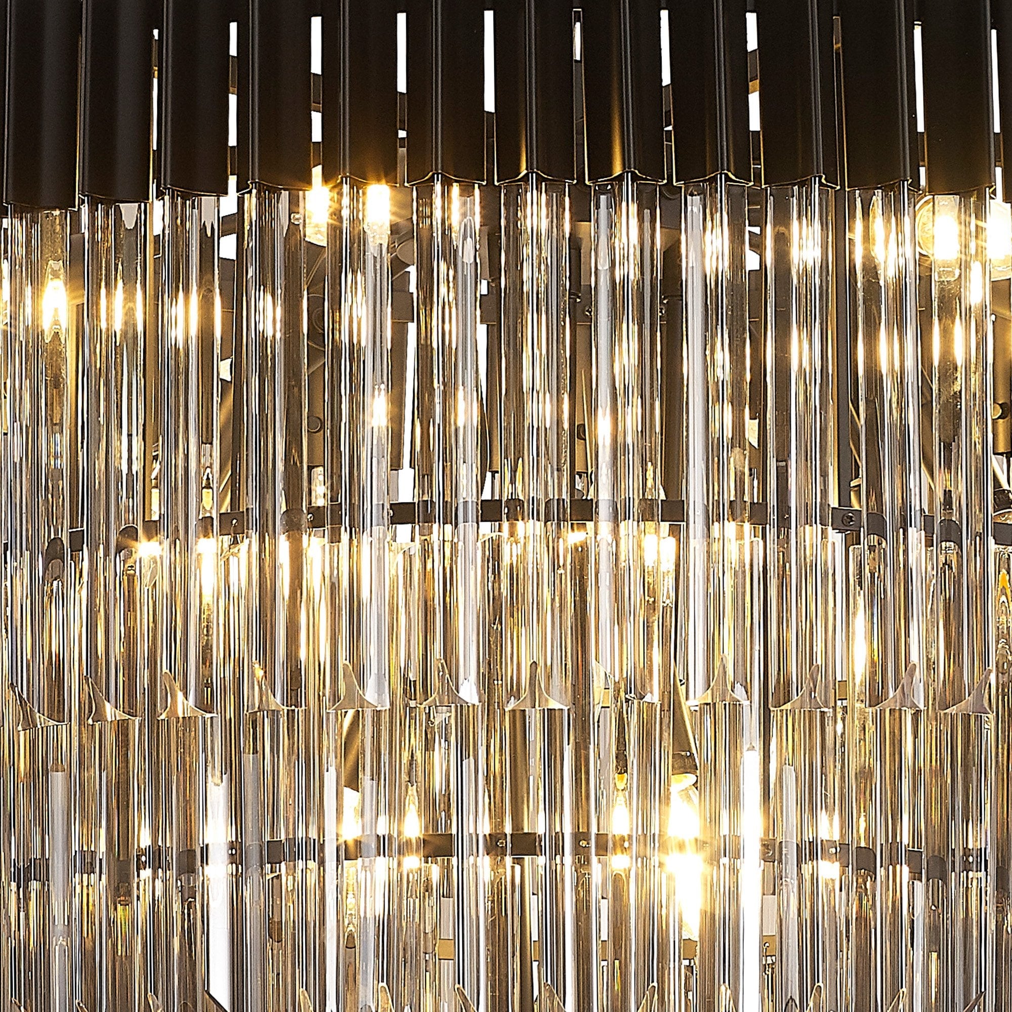 Donard Matt Black 19 Light Tiered Chandelier with Smoked Glass