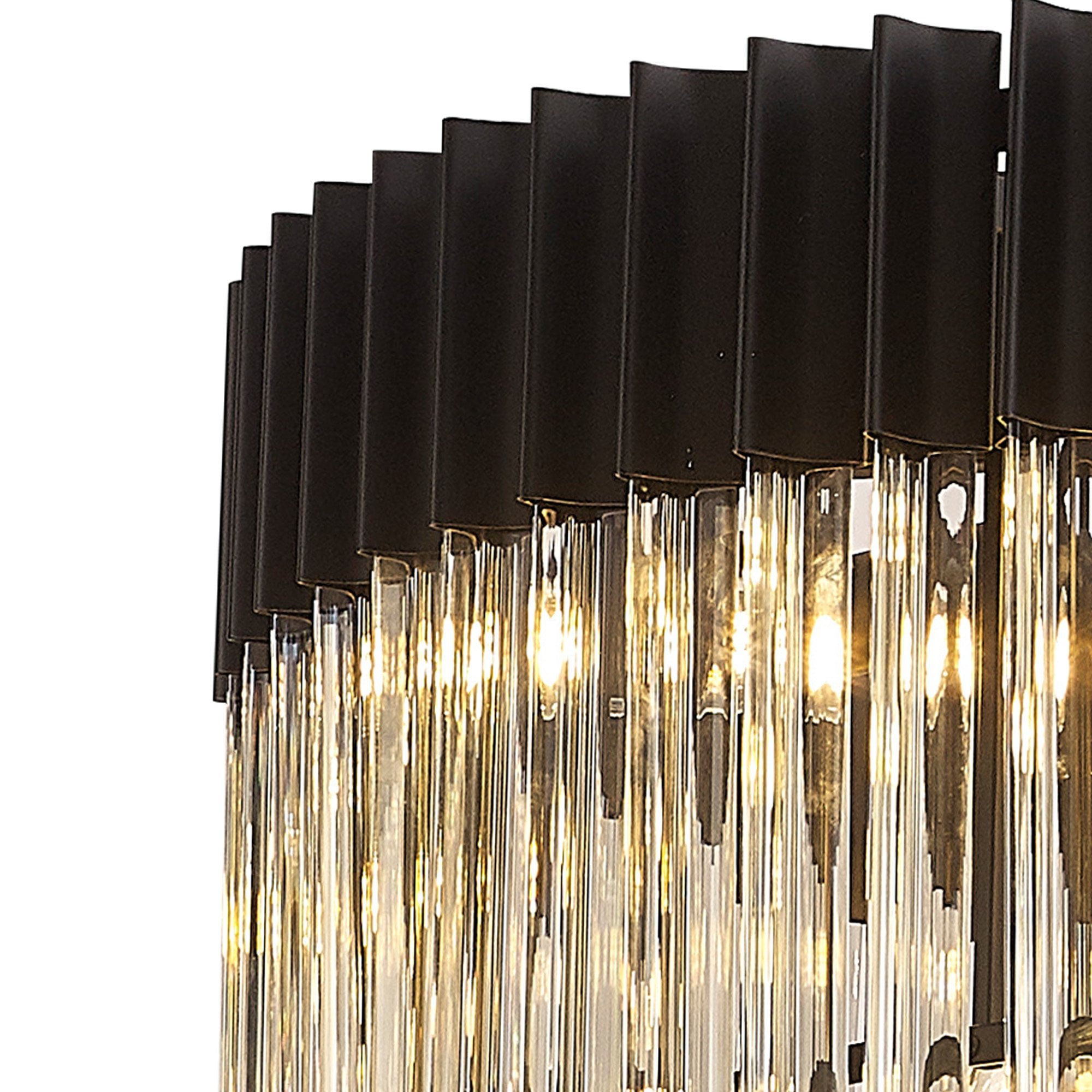 Donard Matt Black 19 Light Tiered Chandelier with Cognac Glass