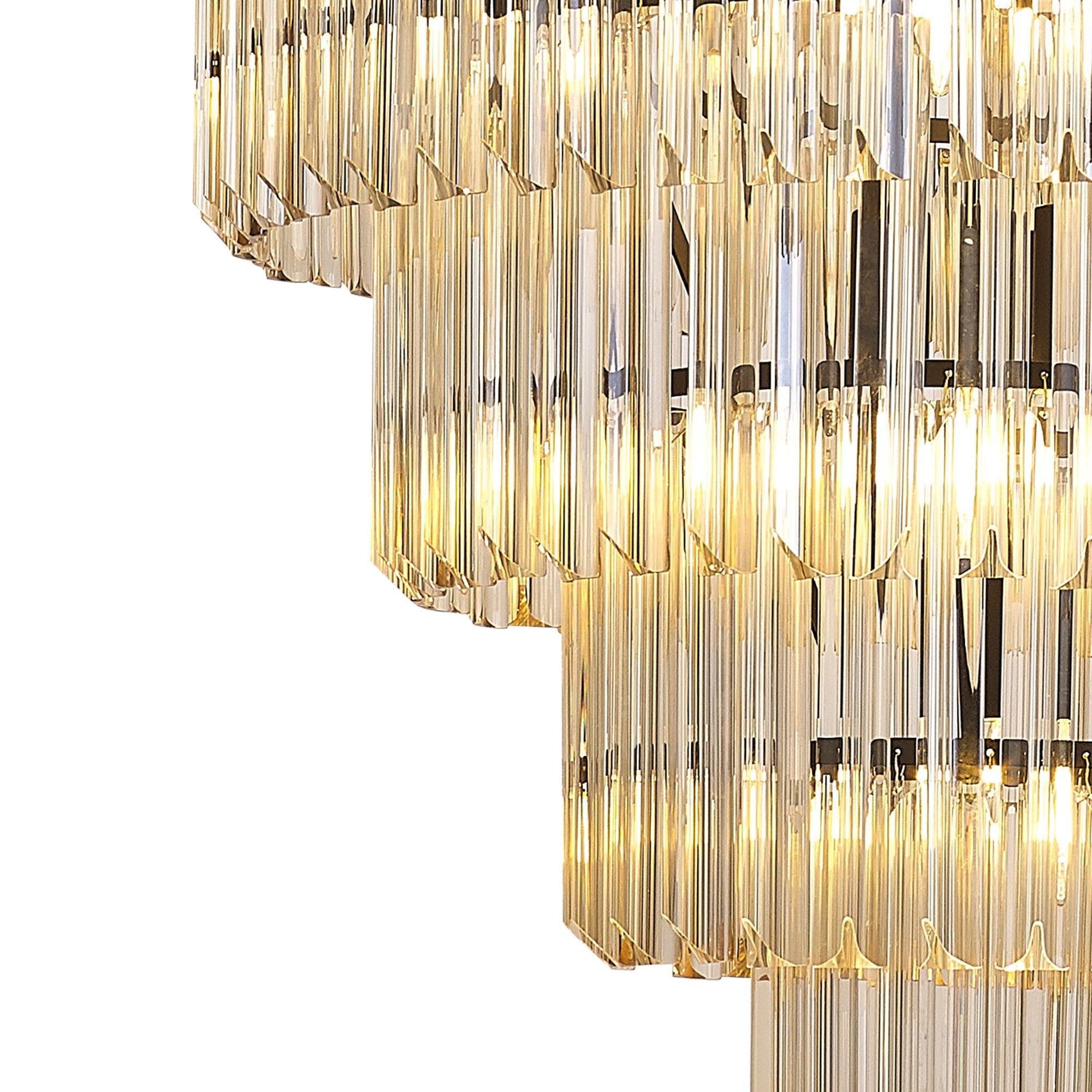Donard Matt Black 19 Light Tiered Chandelier with Cognac Glass