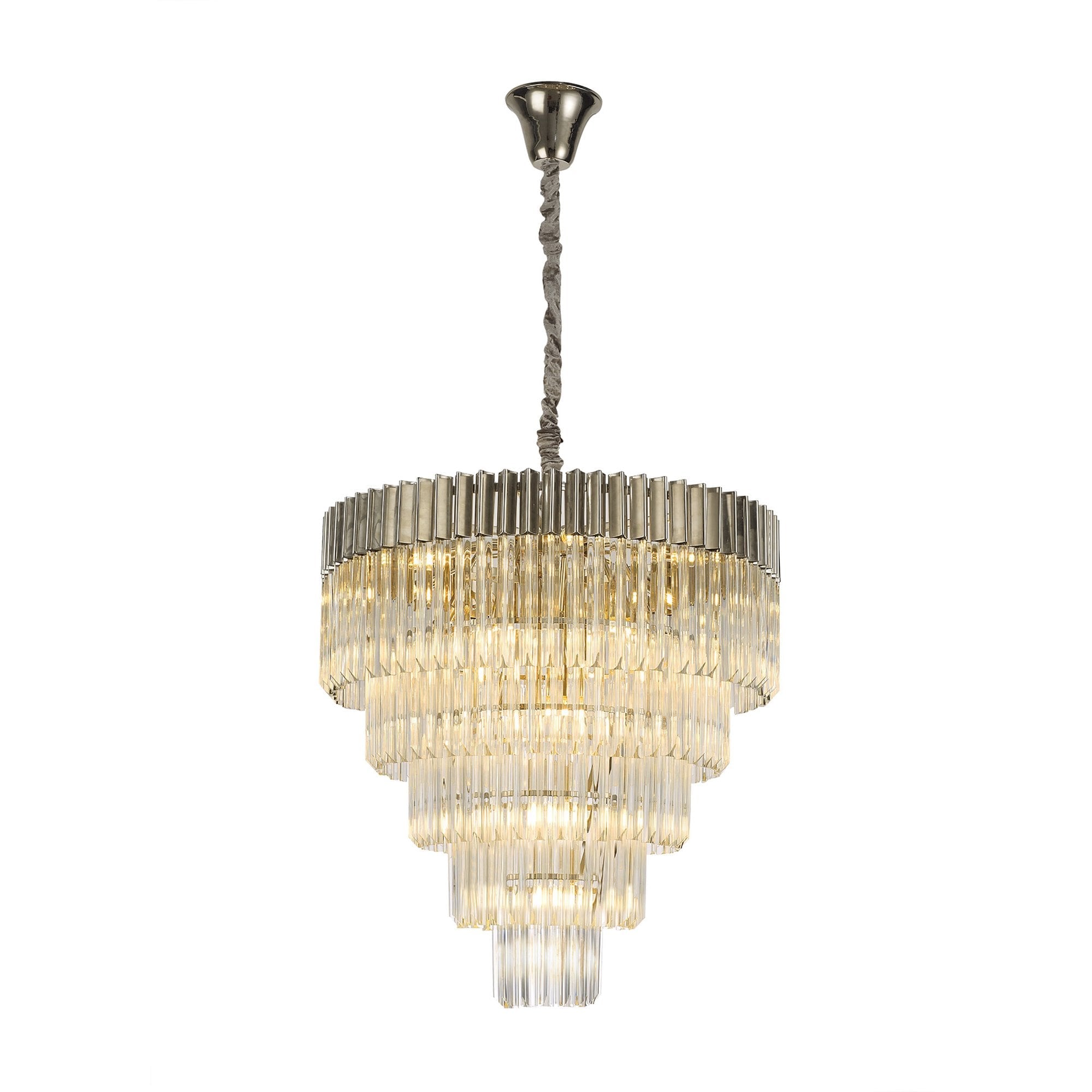 Donard Polished Nickel 19 Light Tiered Chandelier with Clear Glass