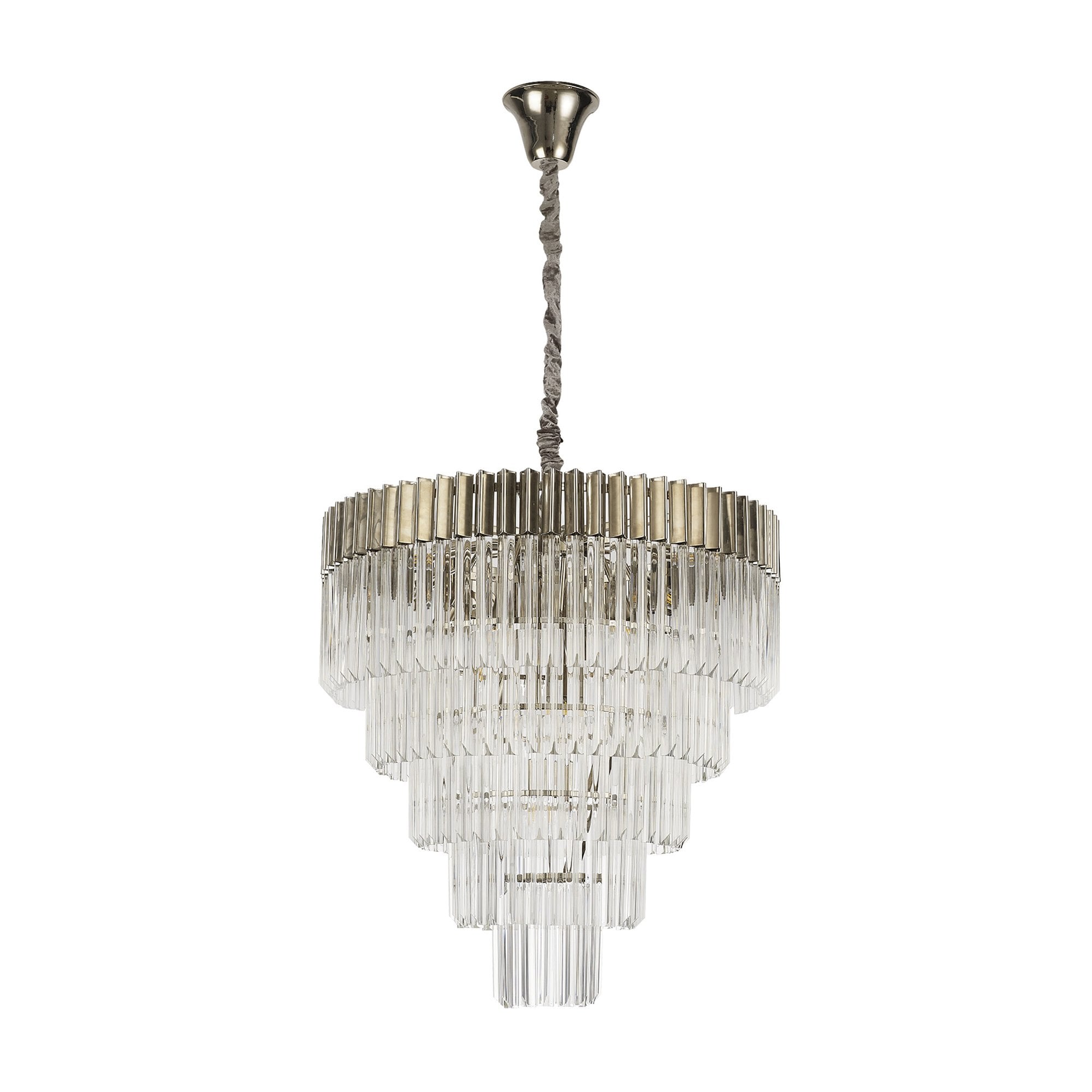 Donard Polished Nickel 19 Light Tiered Chandelier with Clear Glass