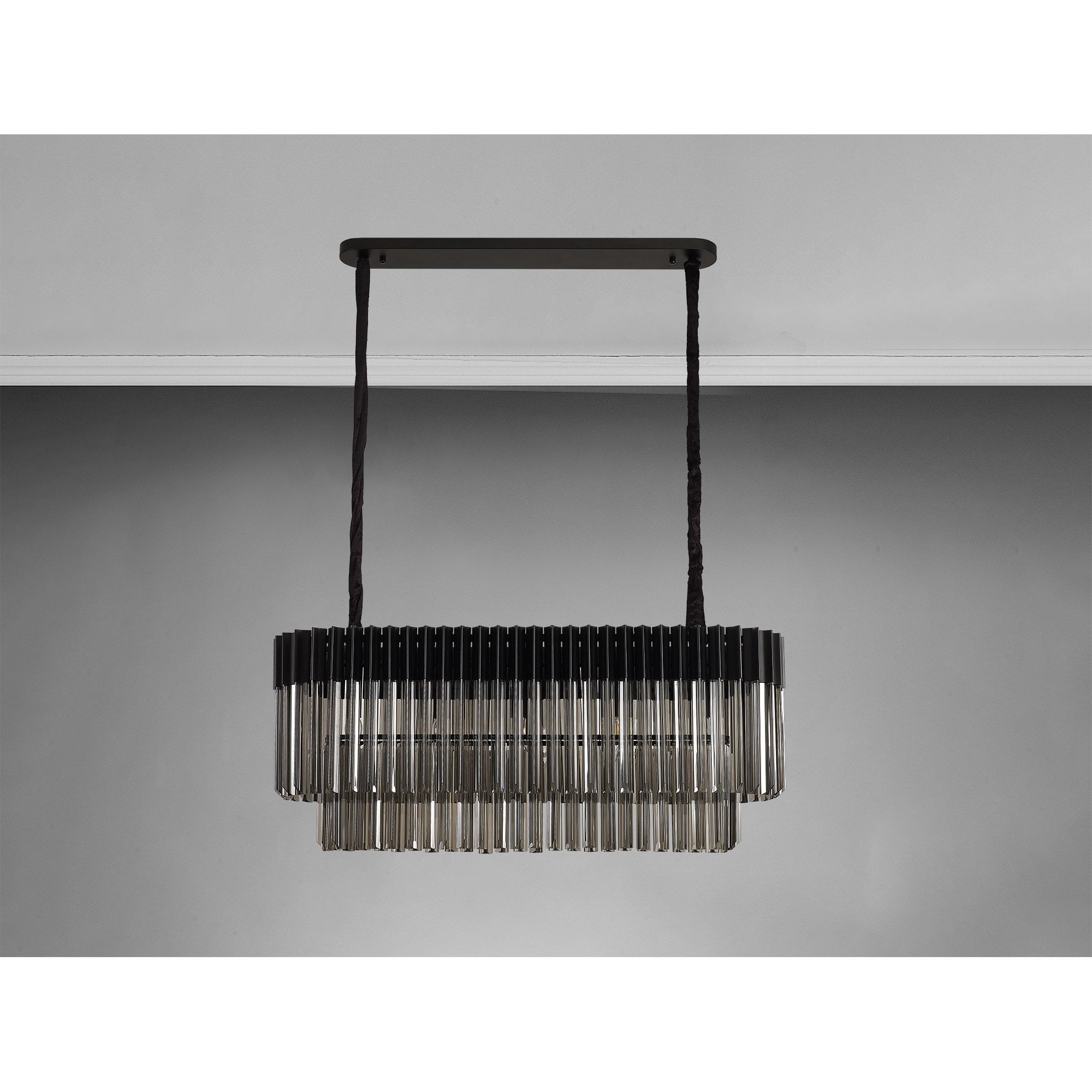 Donard Matt Black 5 Light Bar Pendant with Smoked Glass