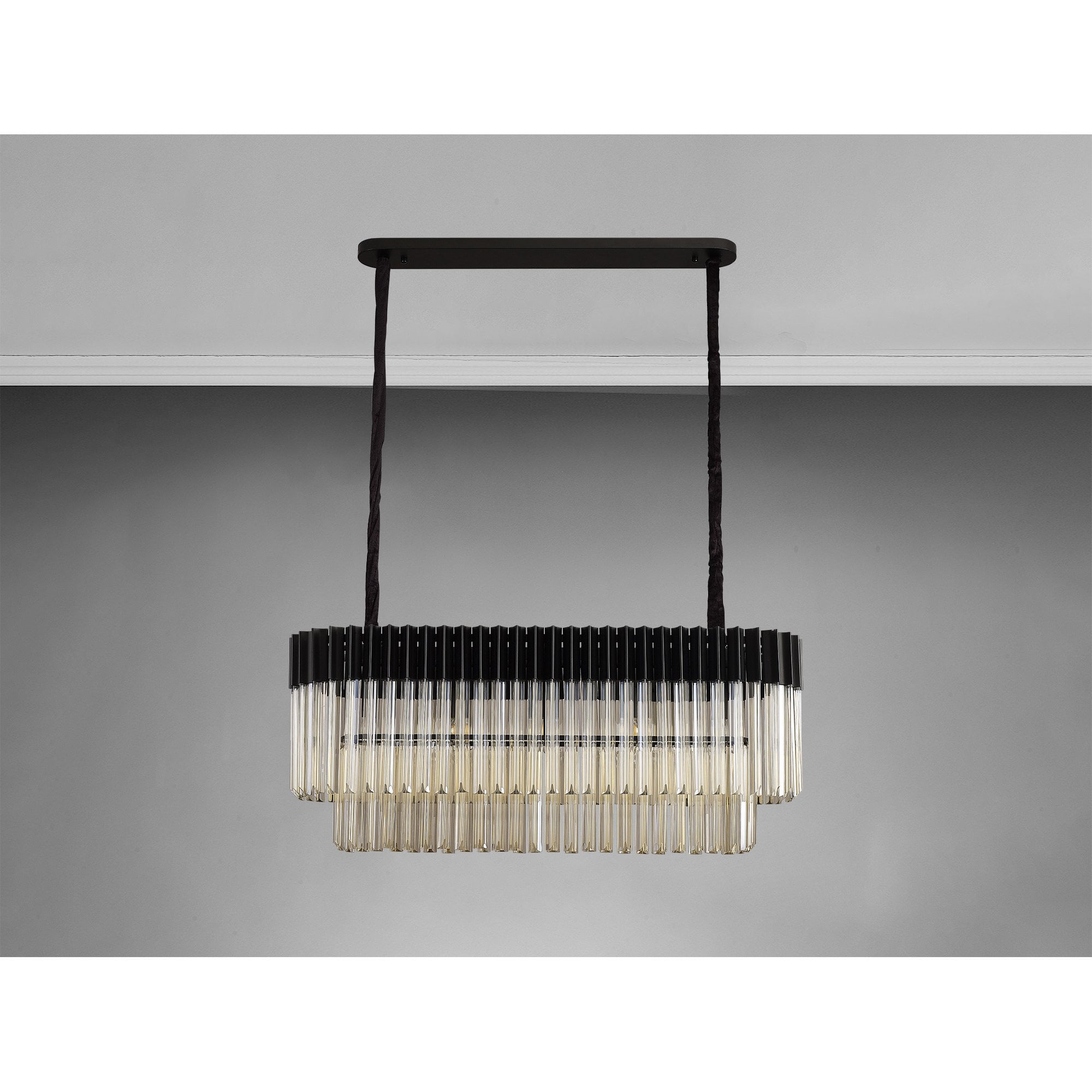 Donard Matt Black 5 Light Bar Pendant with Cognac Glass