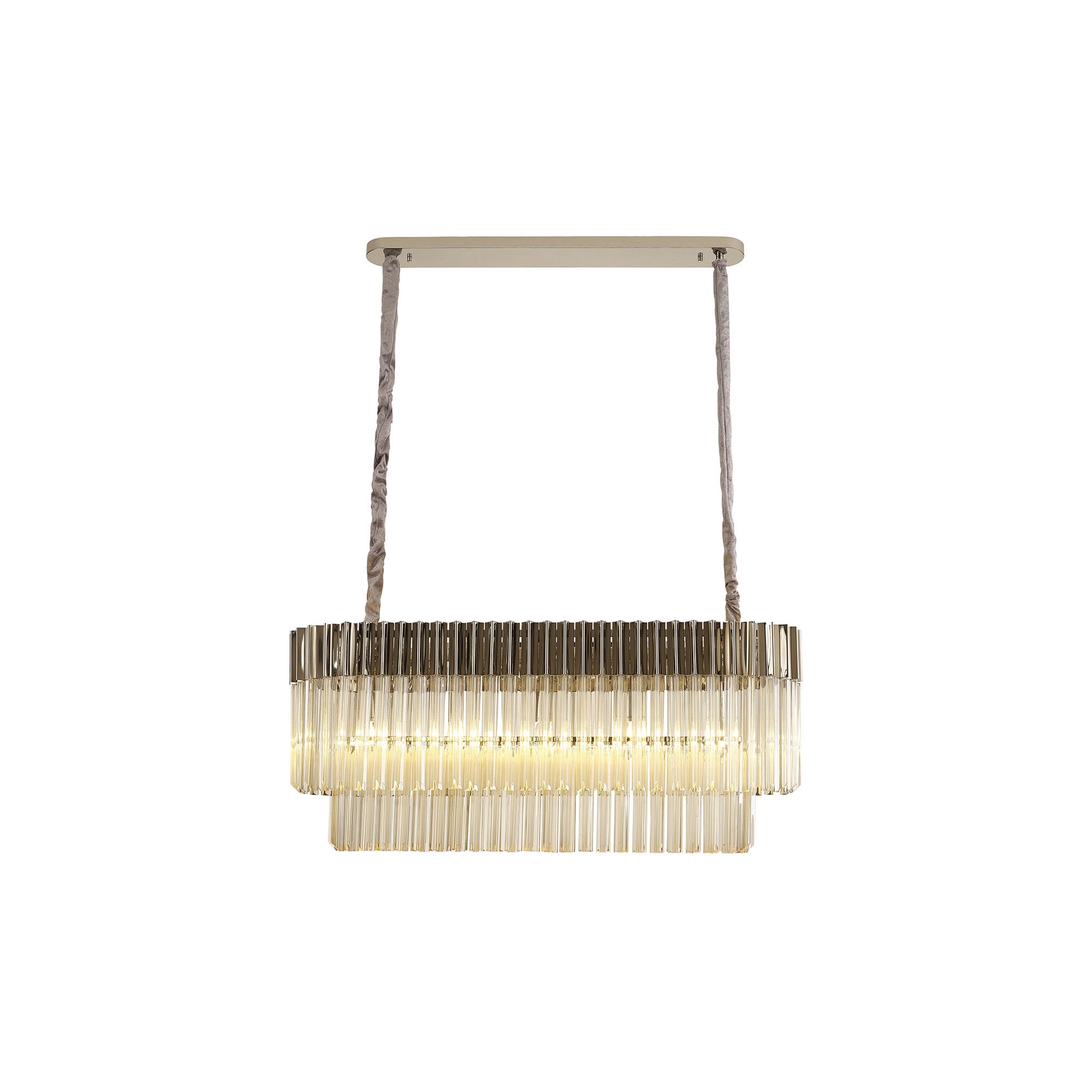 Donard Polished Nickel 5 Light Bar Pendant with Cognac Glass