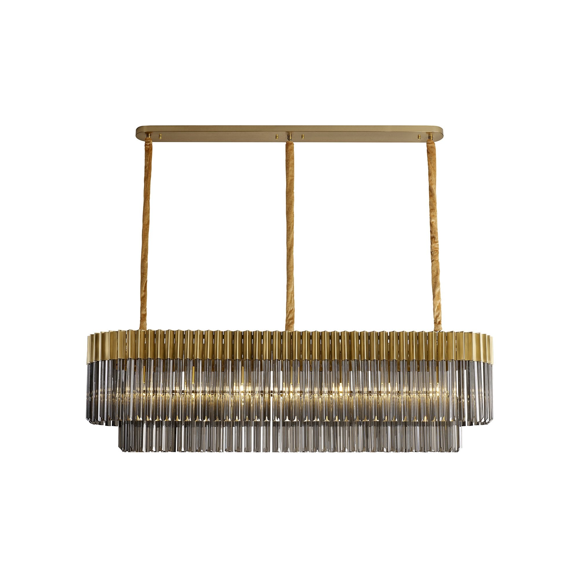 Donard Brass 7 Light Bar Pendant with Smoked Glass
