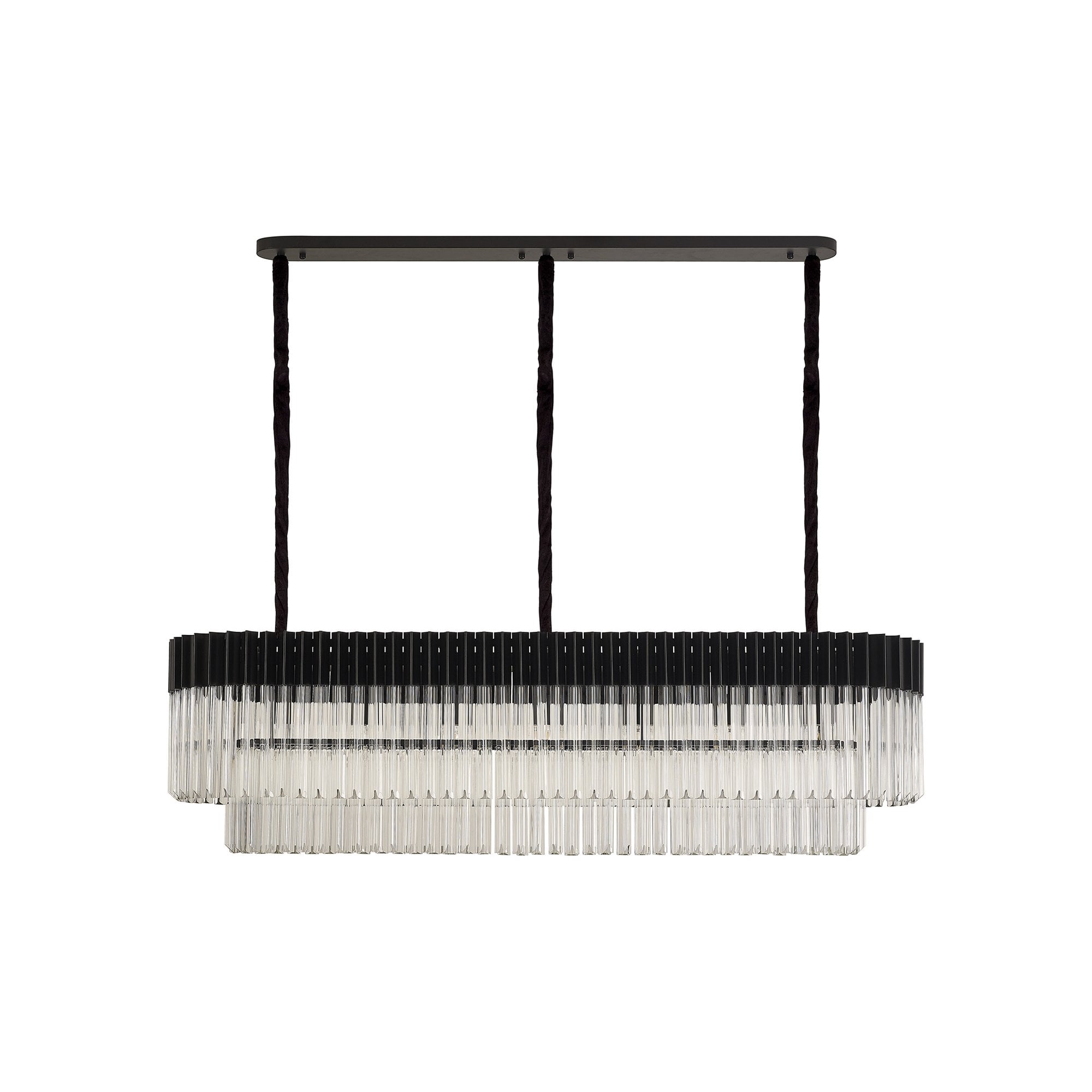 Donard Matt Black 7 Light Bar Pendant with Clear Glass