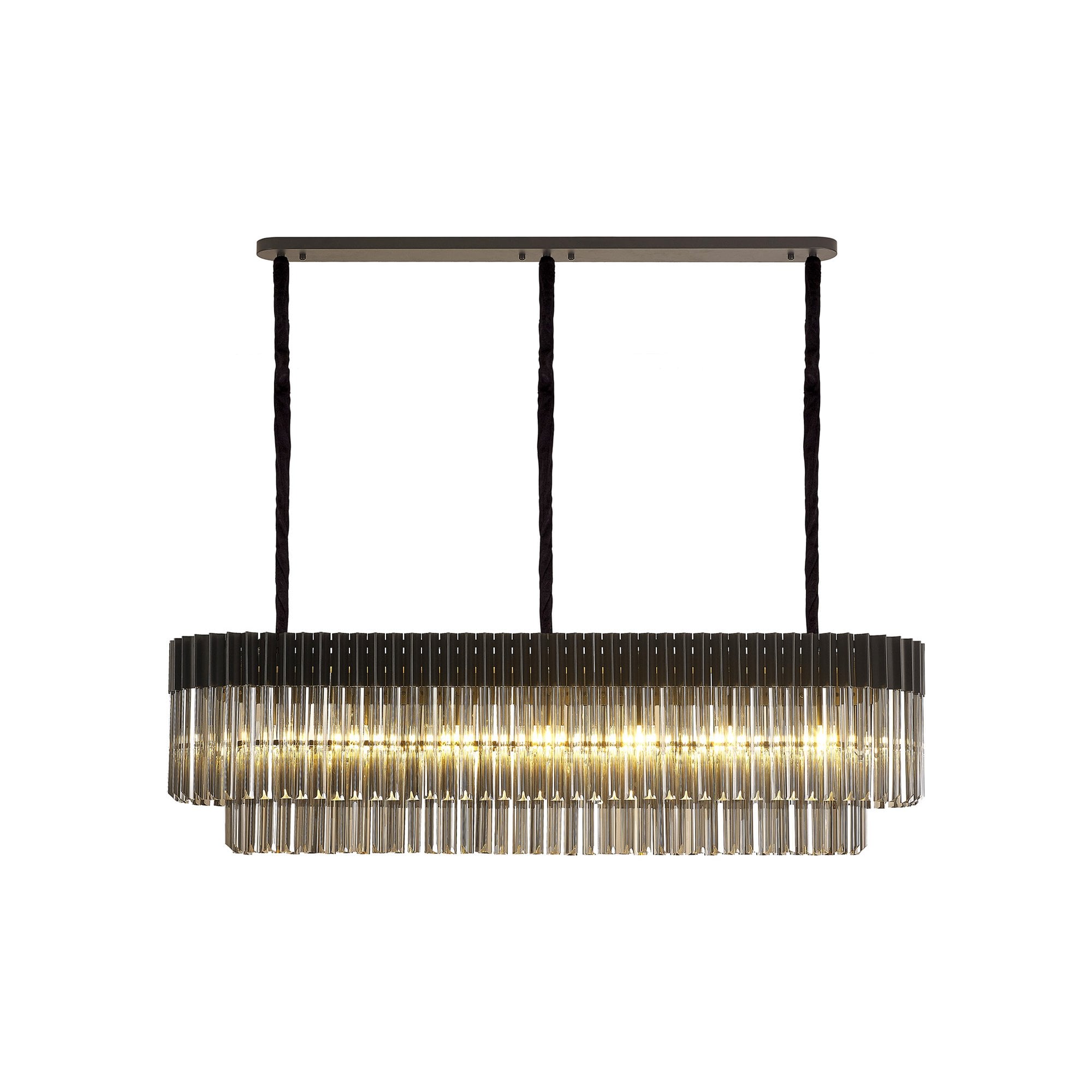 Donard Matt Black 7 Light Bar Pendant with Smoked Glass