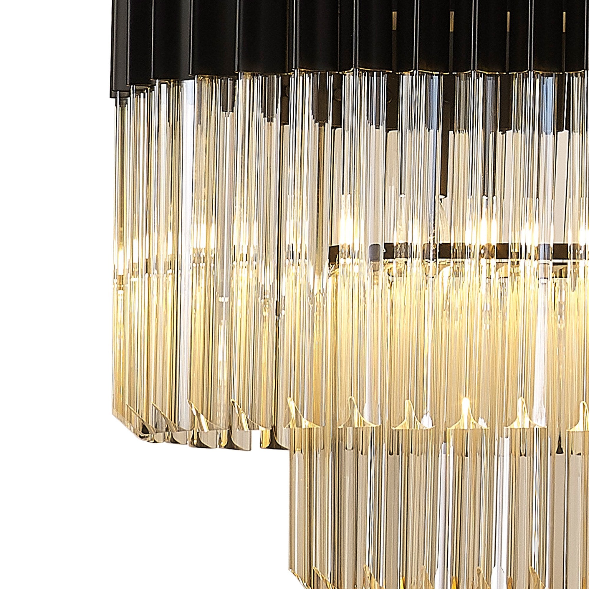 Donard Matt Black 7 Light Bar Pendant with Cognac Glass