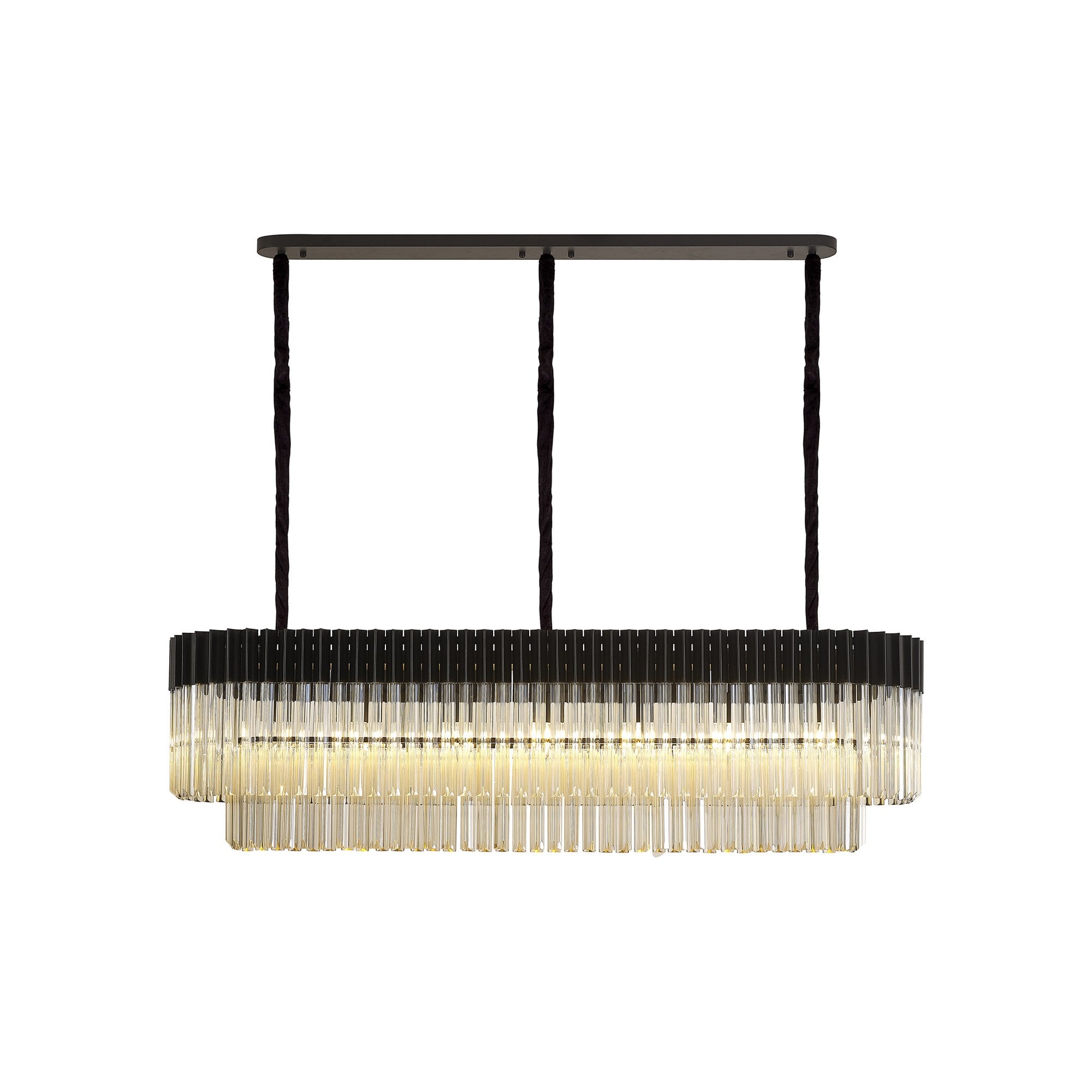 Donard Matt Black 7 Light Bar Pendant with Cognac Glass