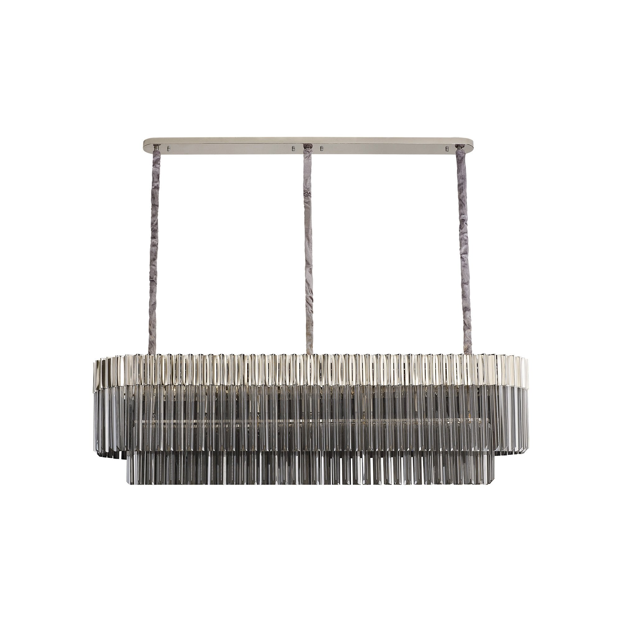 Donard Polished Nickel 7 Light Bar Pendant with Smoked Glass