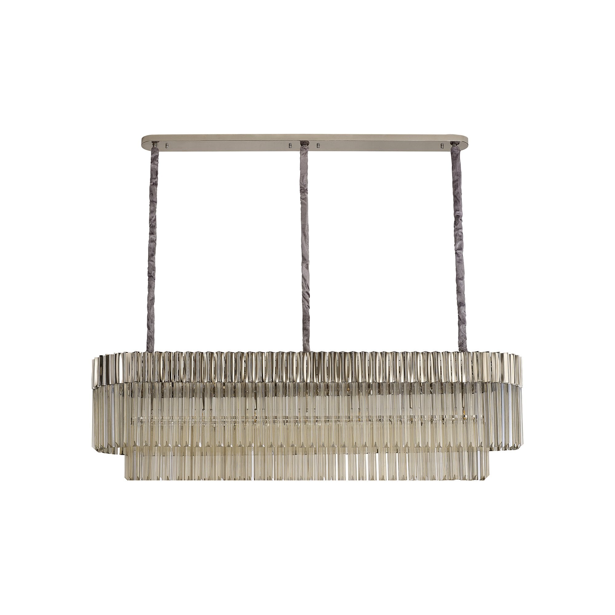 Donard Polished Nickel 7 Light Bar Pendant with Cognac Glass