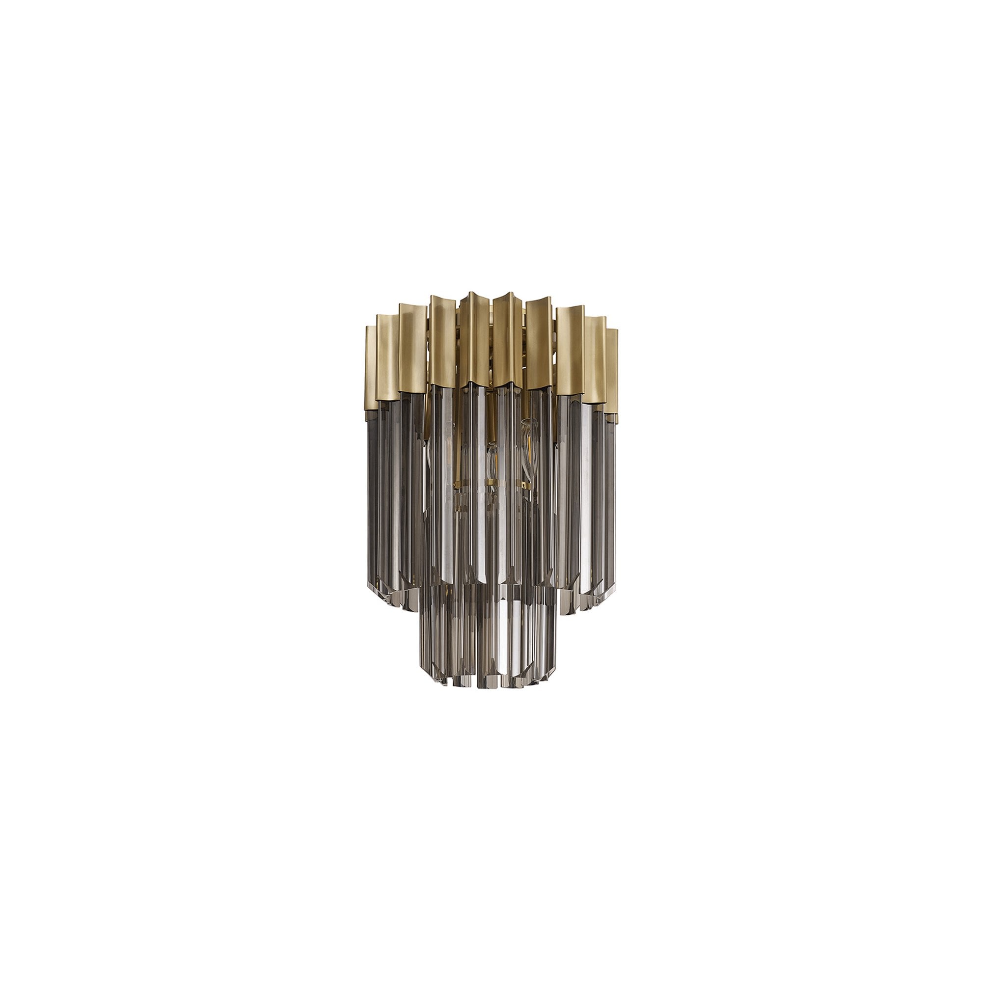 Donard Brass 3 Light Flush Fitting with Smoked Glass