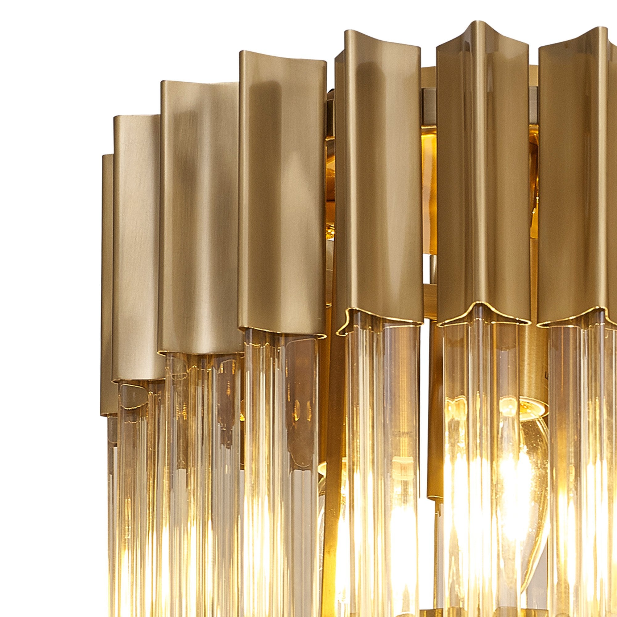 Donard Brass 3 Light Flush Fitting with Cognac Glass