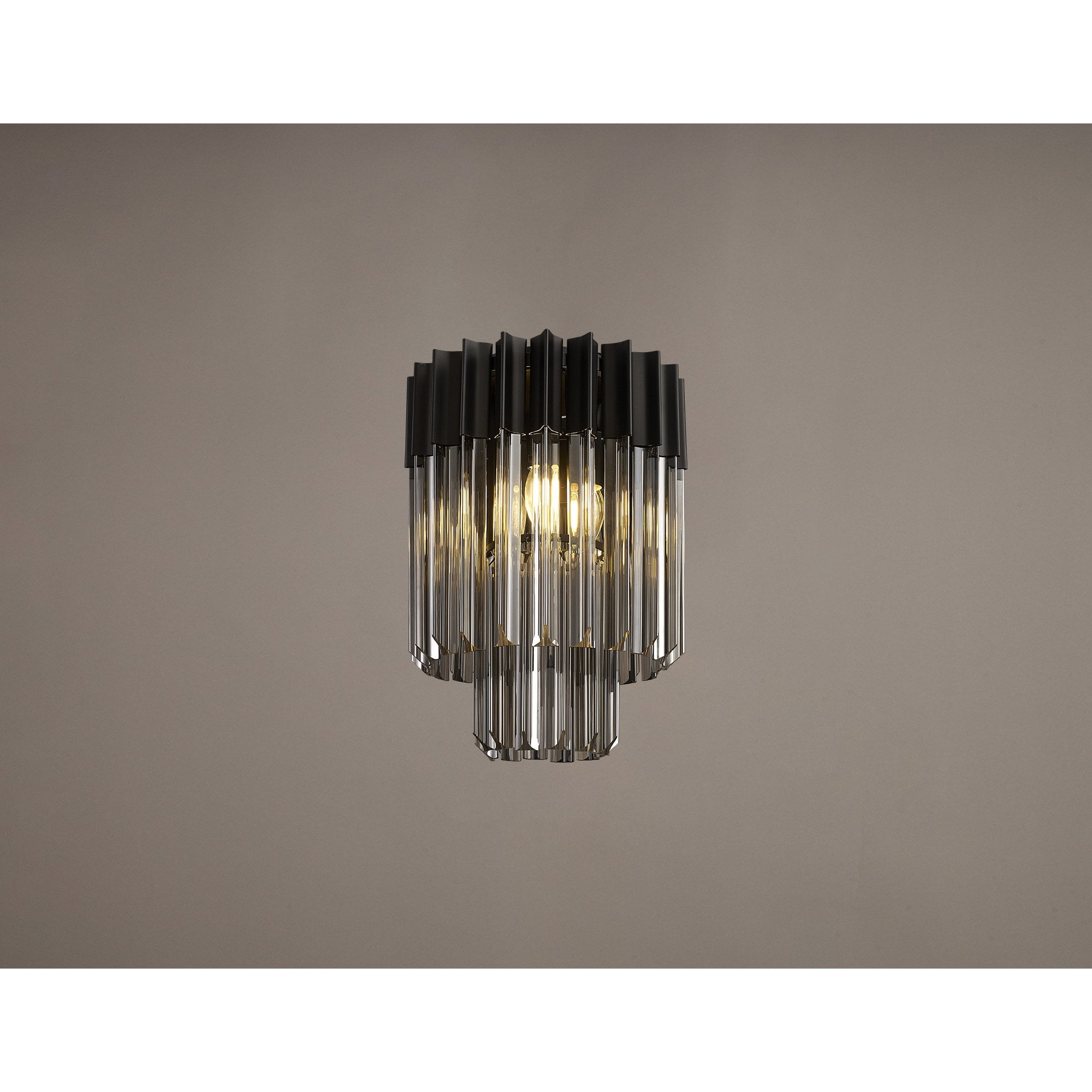 Donard Matt Black 3 Light Flush Fitting with Smoked Glass