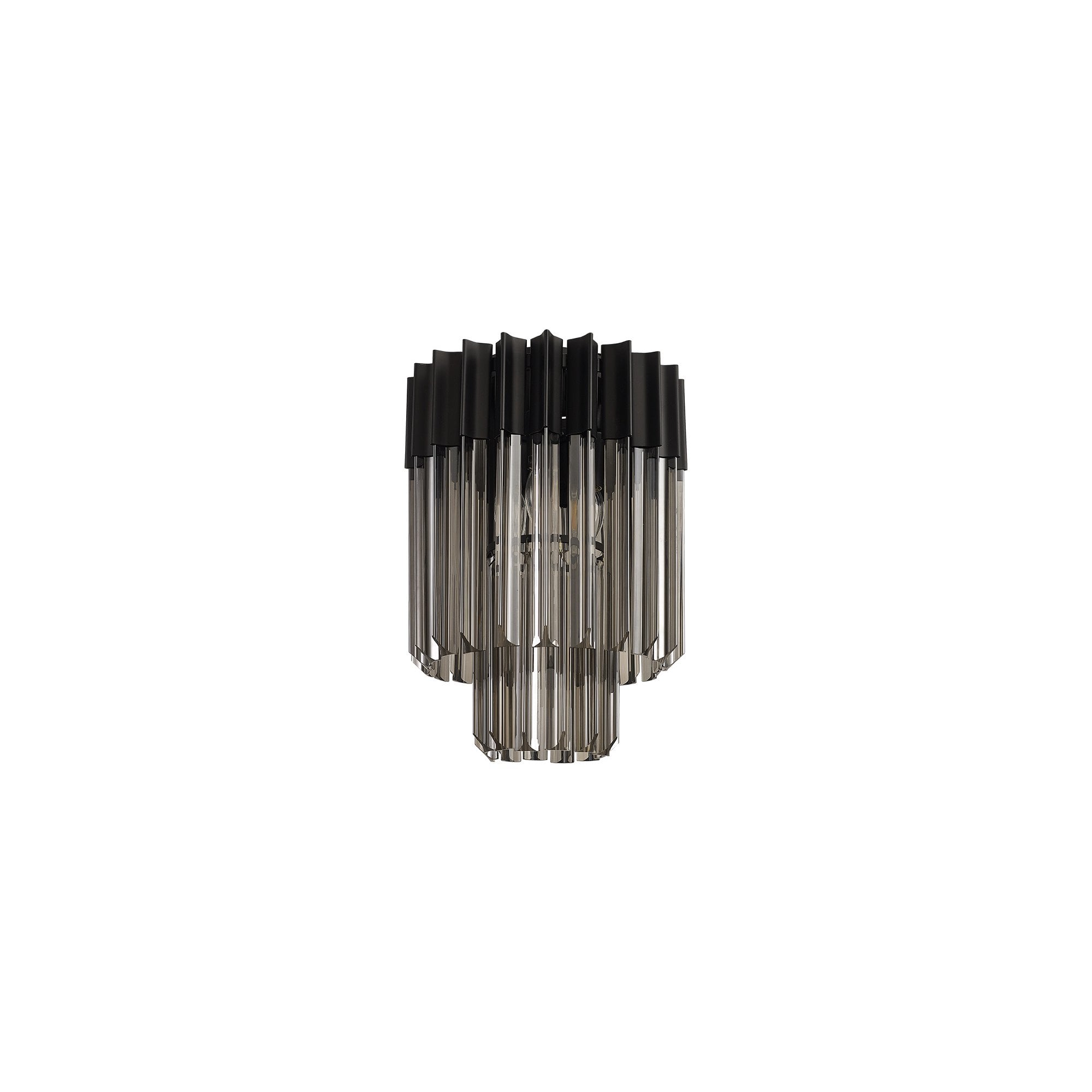Donard Matt Black 3 Light Flush Fitting with Smoked Glass
