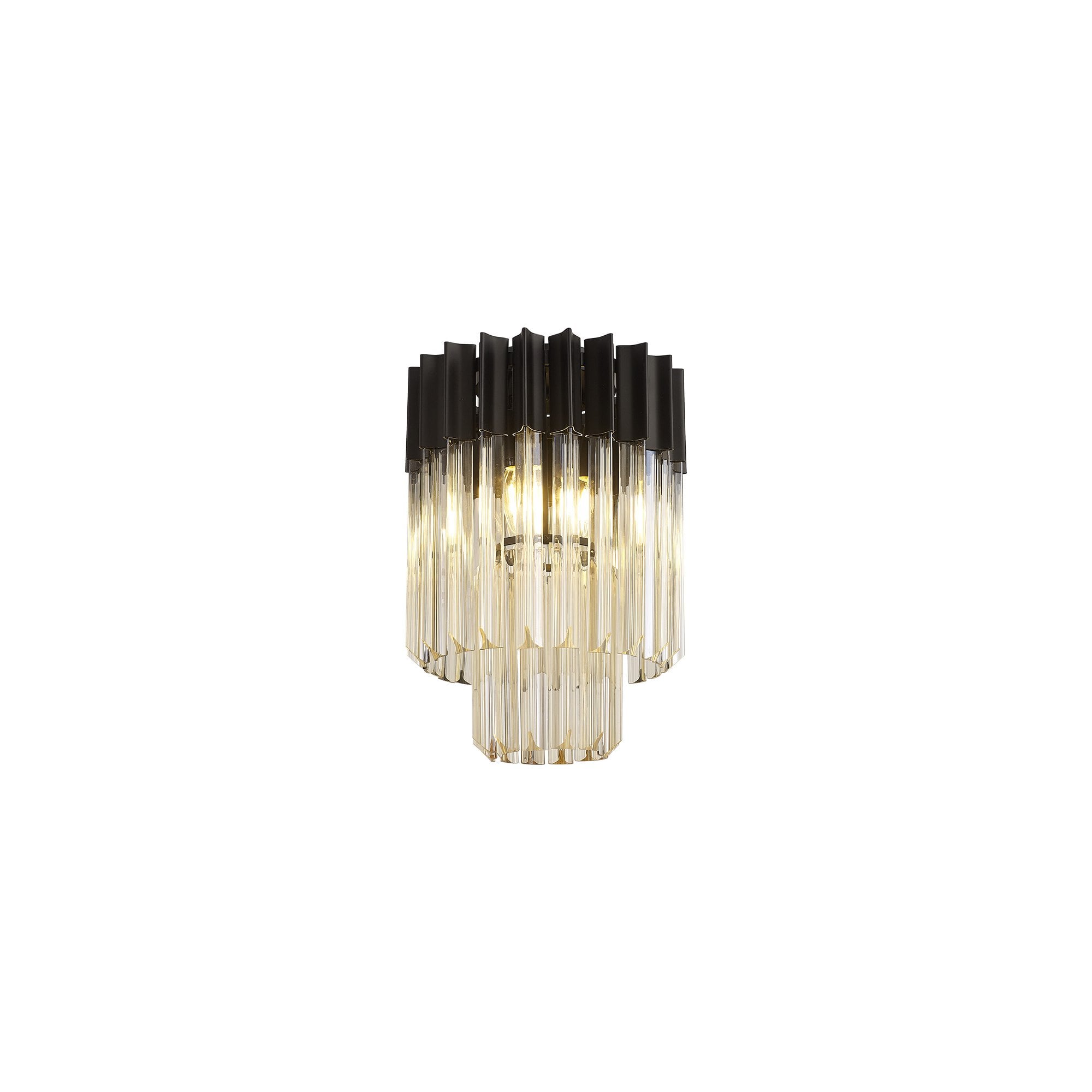 Donard Matt Black 3 Light Flush Fitting with Cognac Glass