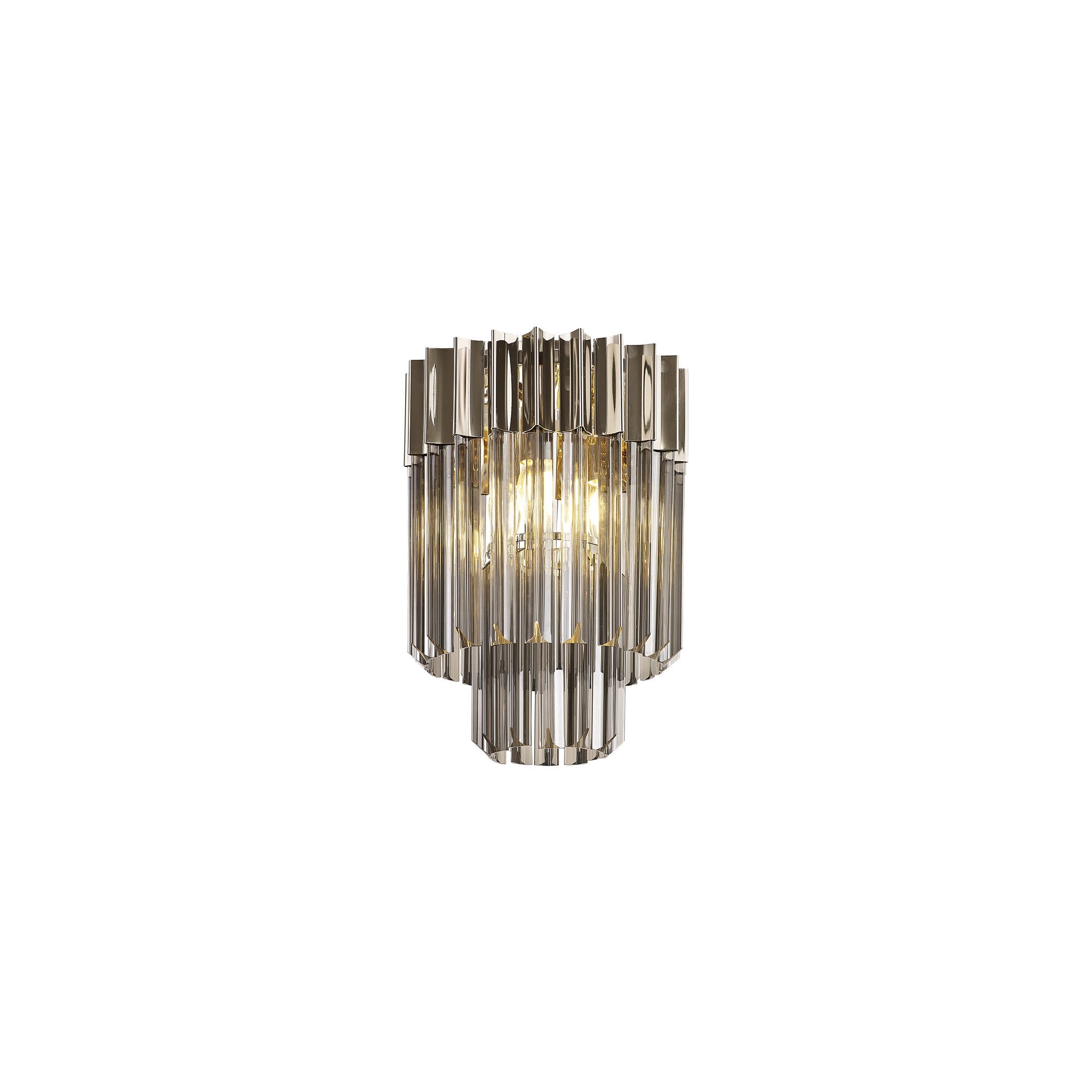 Donard Polished Nickel 3 Light Flush Fitting with Smoked Glass