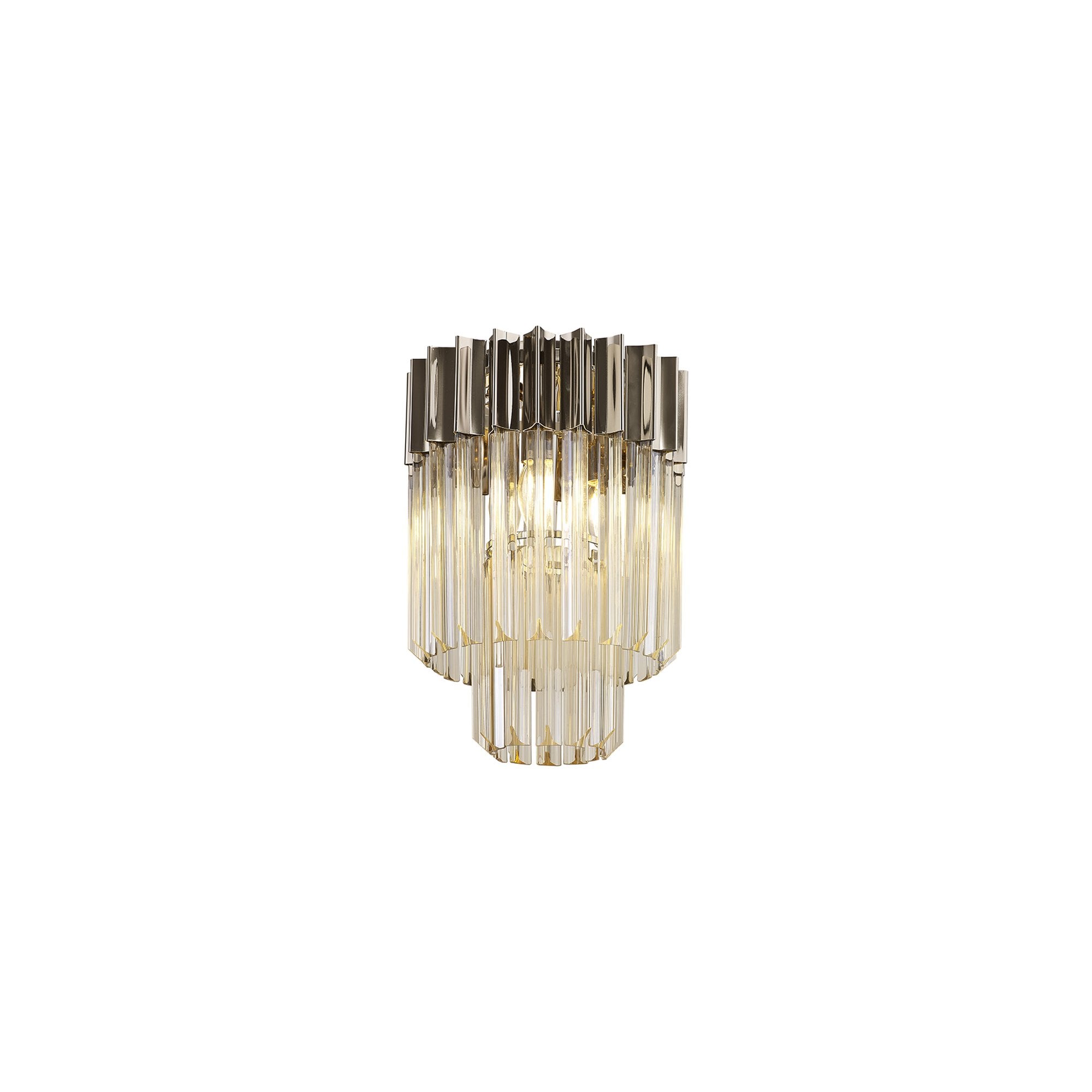 Donard Polished Nickel 3 Light Flush Fitting with Cognac Glass