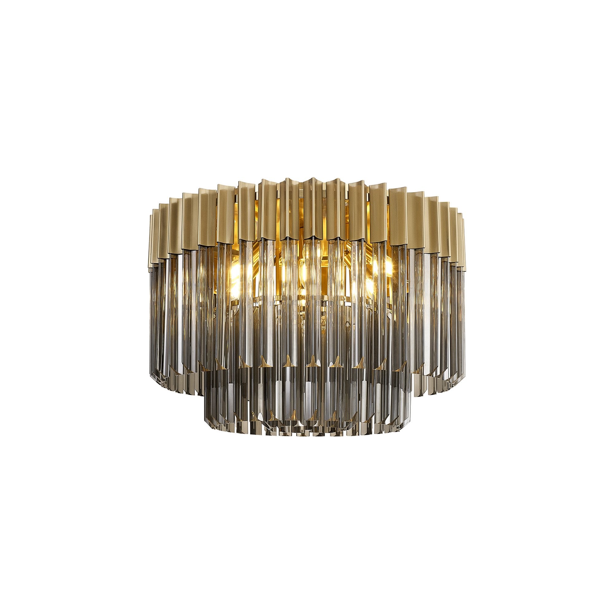 Donard Brass 7 Light Flush Fitting with Smoked Glass