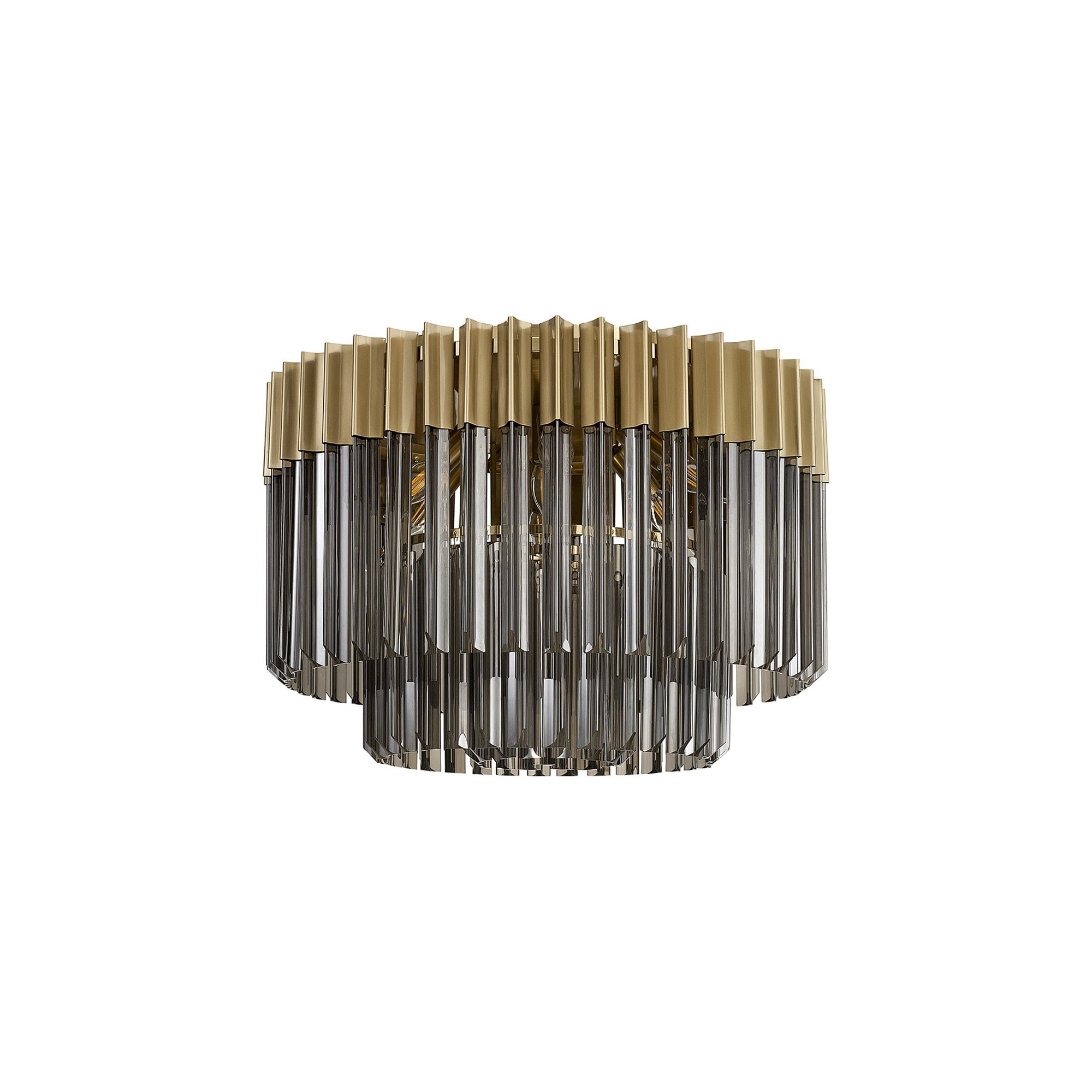 Donard Brass 7 Light Flush Fitting with Smoked Glass