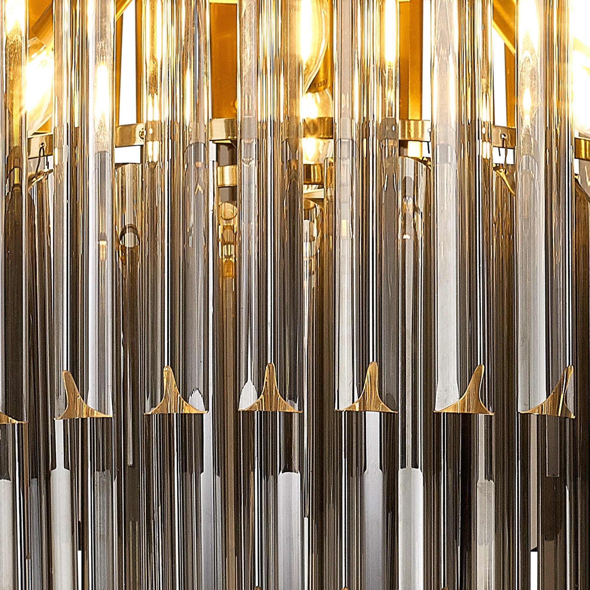 Donard Brass 7 Light Flush Fitting with Smoked Glass