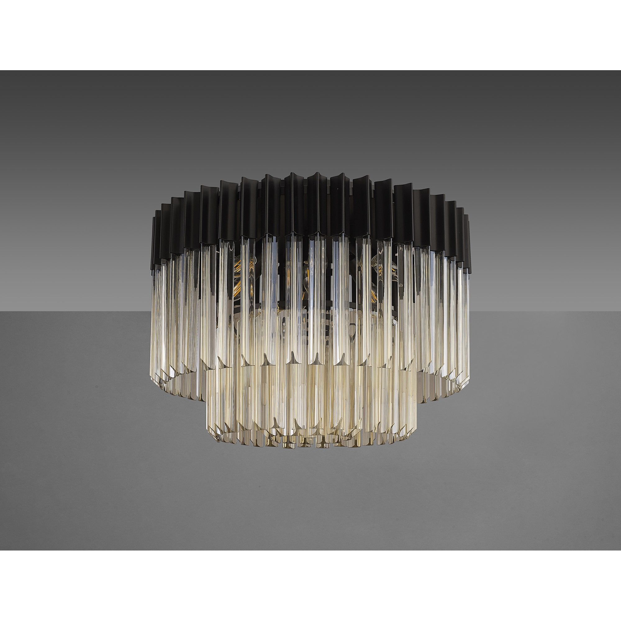 Donard Matt Black 7 Light Flush Fitting with Cognac Glass