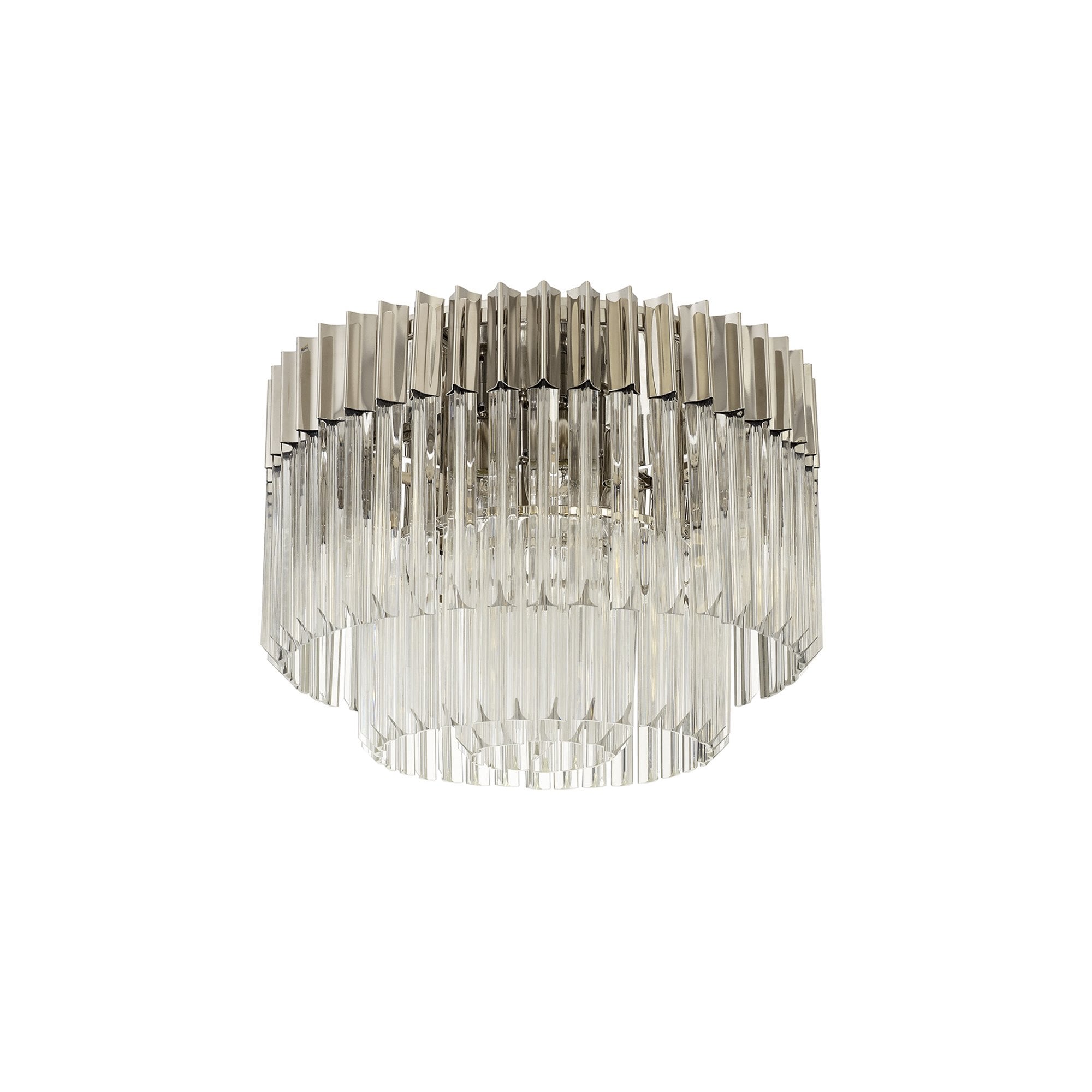 Donard Polished Nickel 7 Light Flush Fitting with Clear Glass