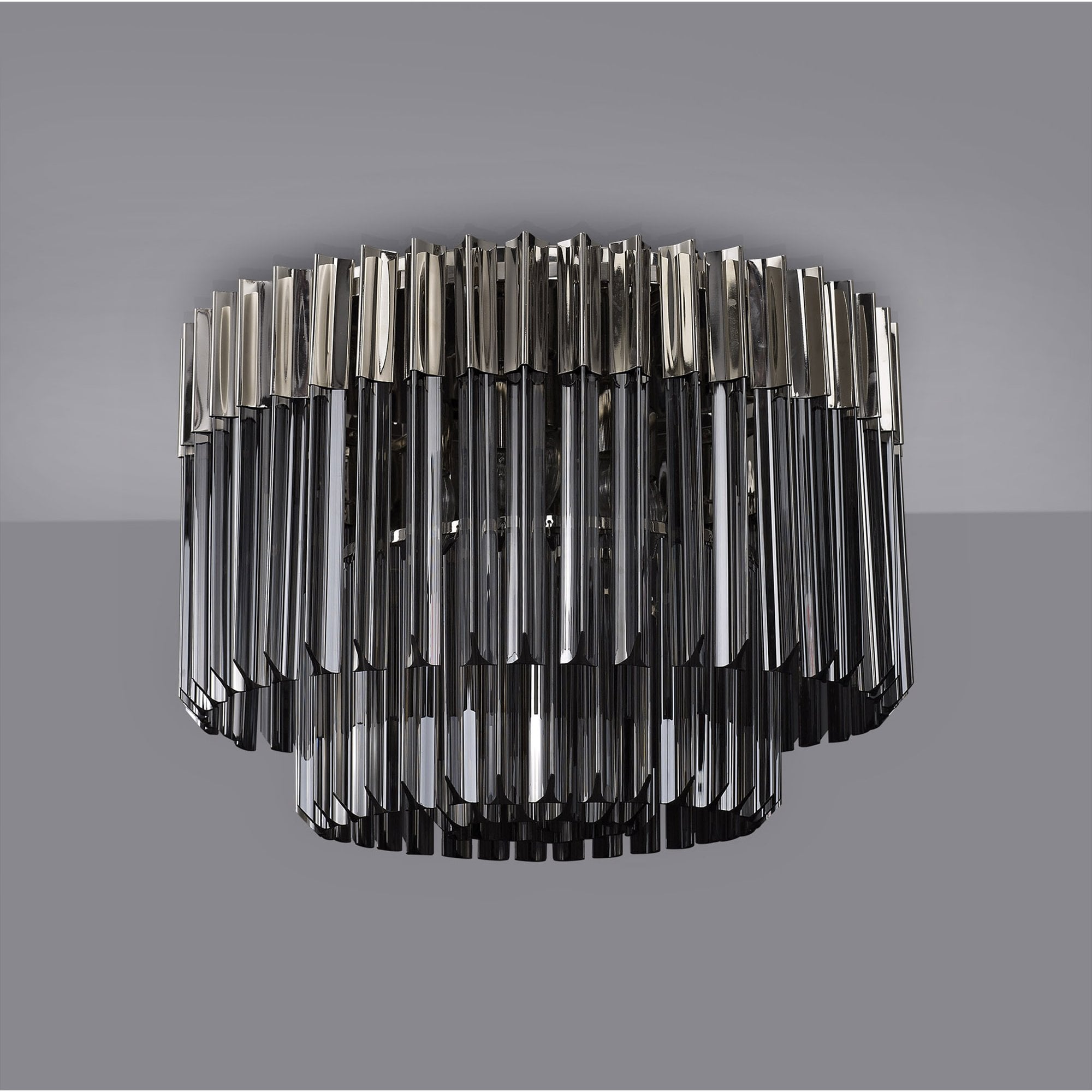 Donard Polished Nickel 7 Light Flush Fitting with Smoked Glass