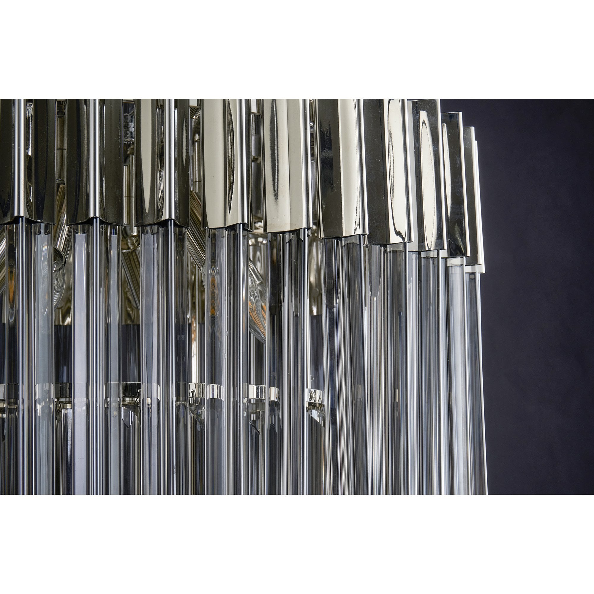 Donard Polished Nickel 7 Light Flush Fitting with Smoked Glass