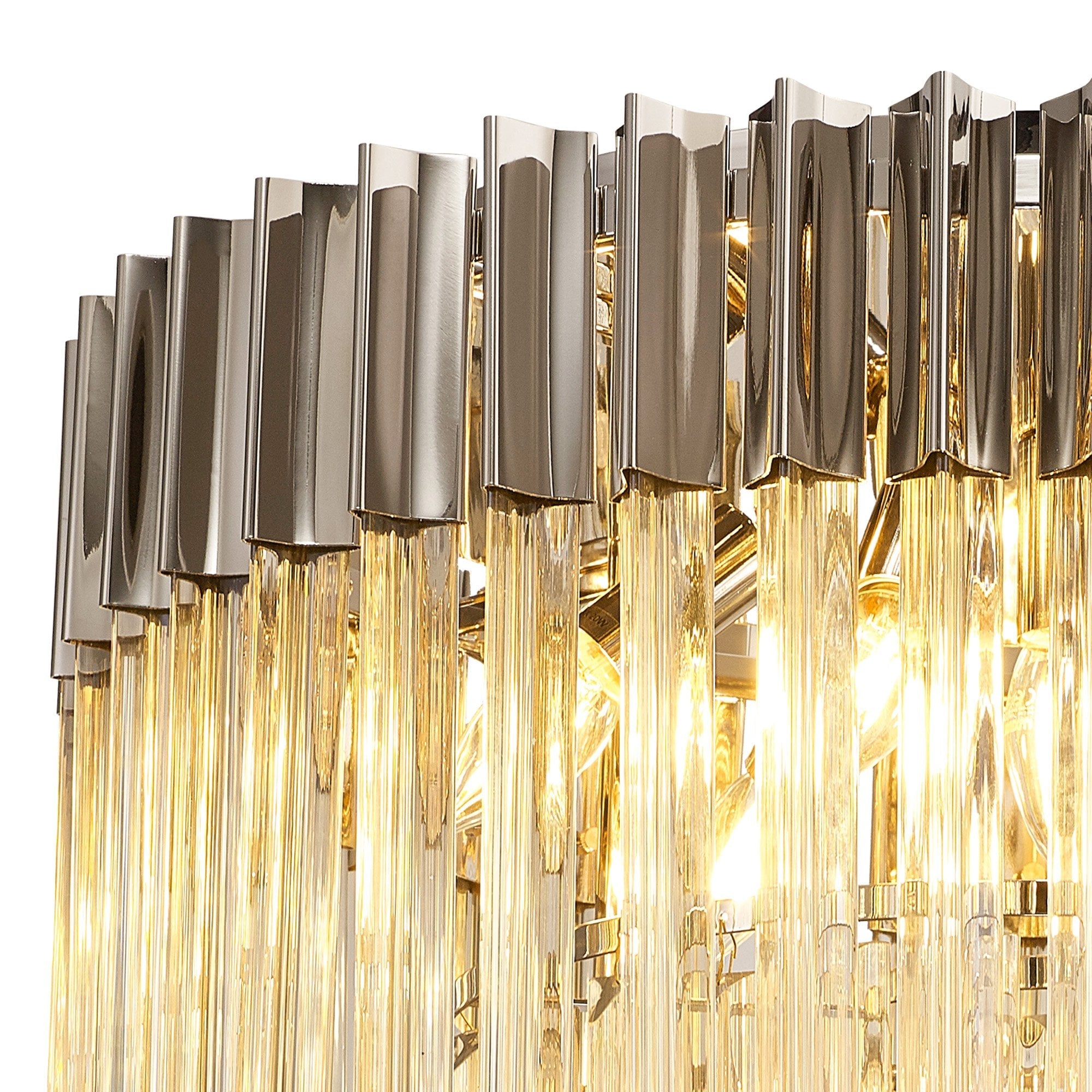 Donard Polished Nickel 7 Light Flush Fitting with Cognac Glass