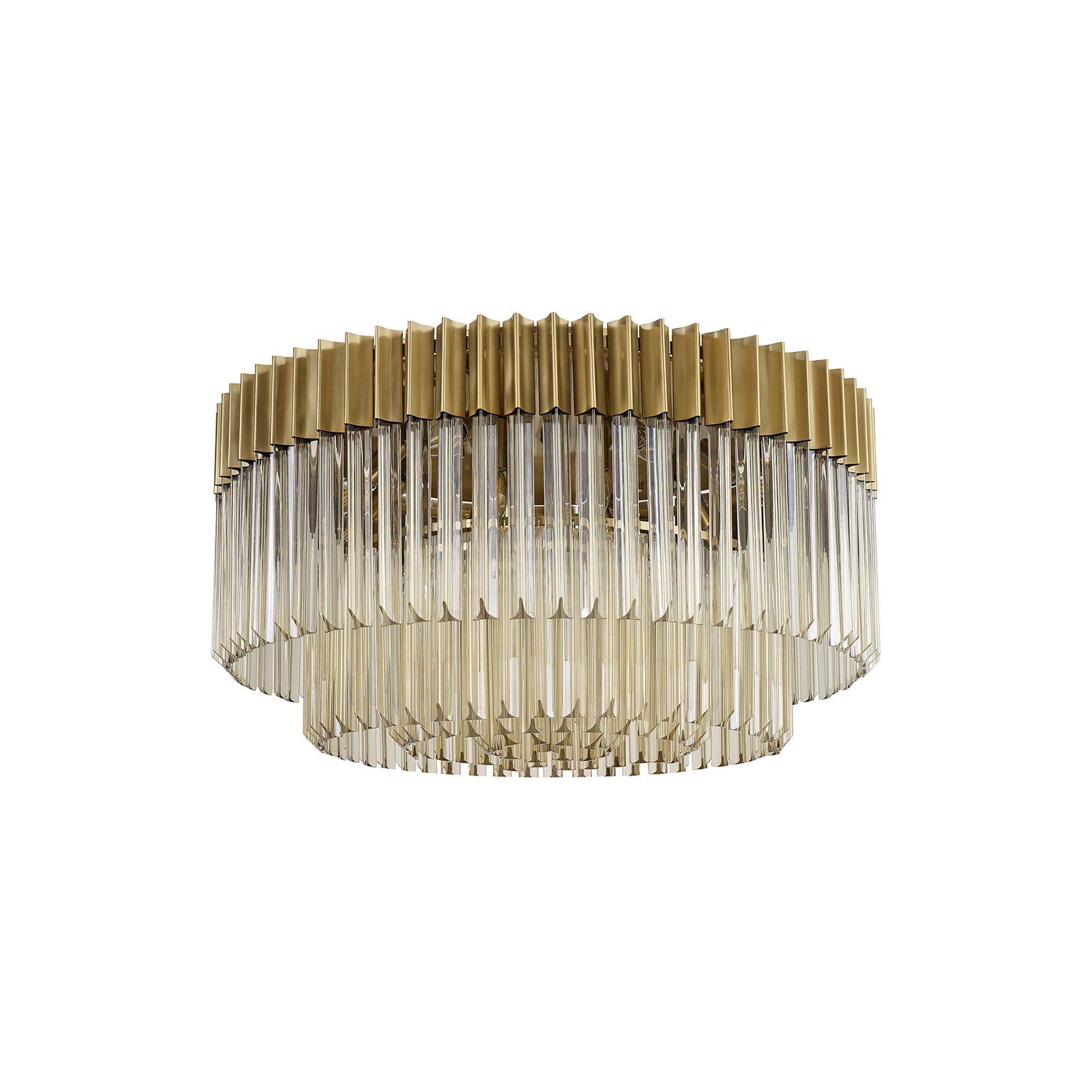 Donard Brass 12 Light Flush Fitting with Cognac Glass