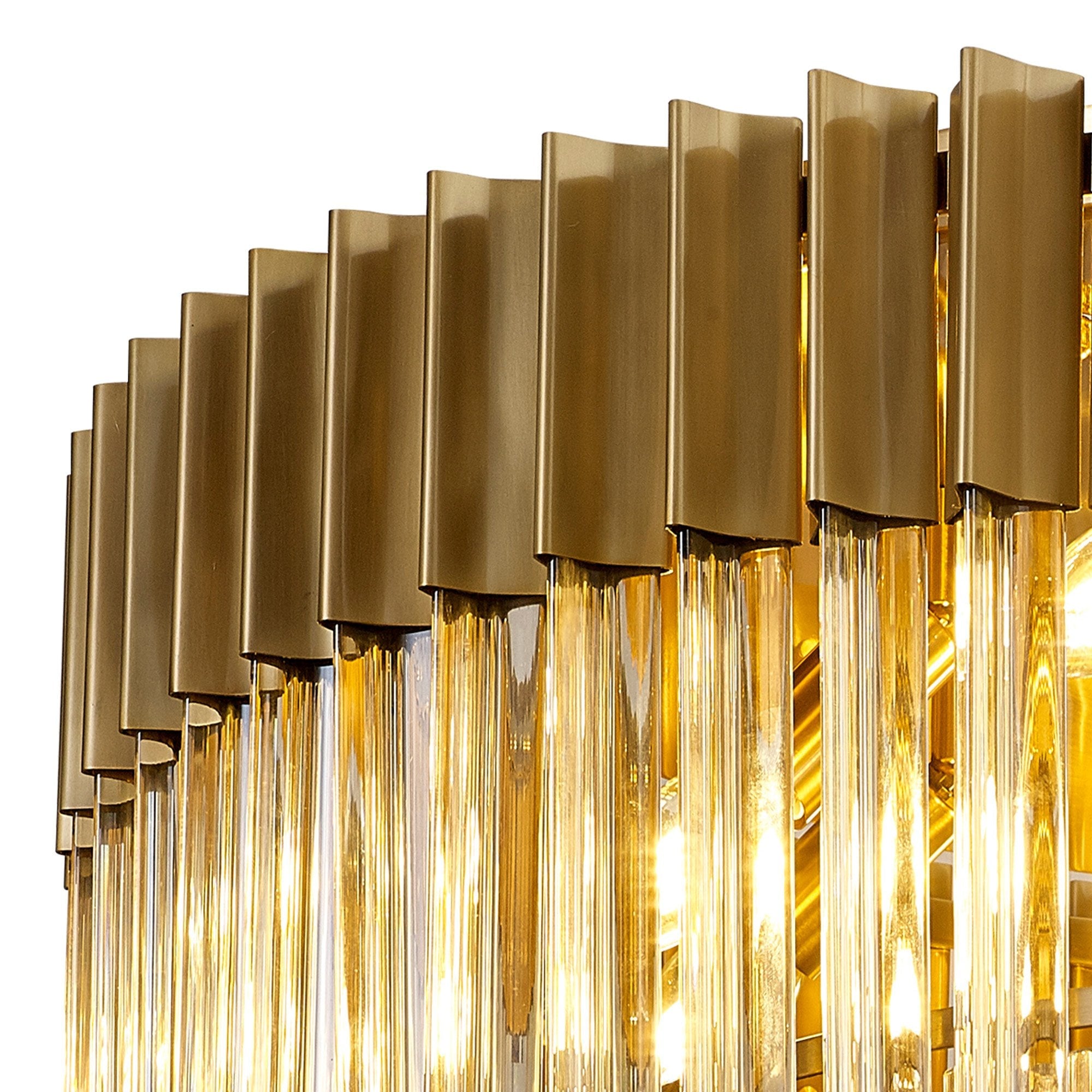 Donard Brass 12 Light Flush Fitting with Cognac Glass