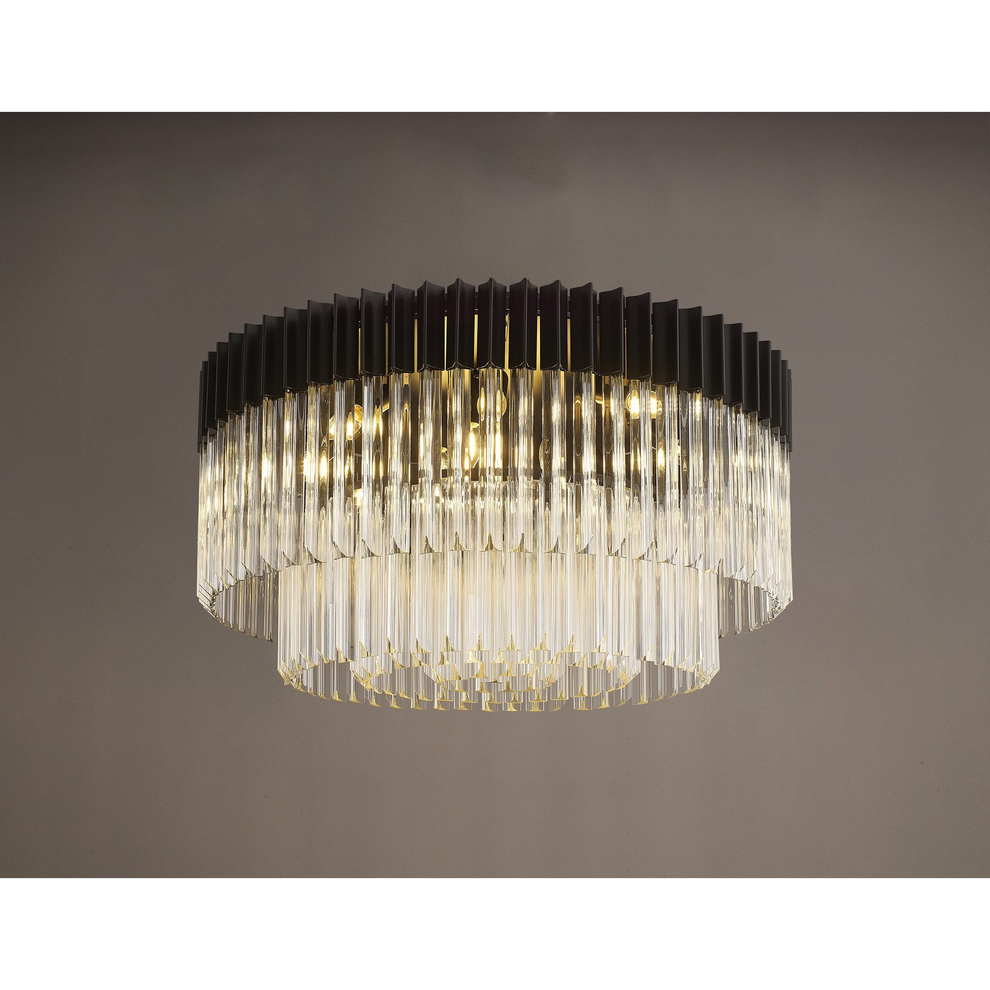 Donard Matt Black 12 Light Flush Fitting with Clear Glass