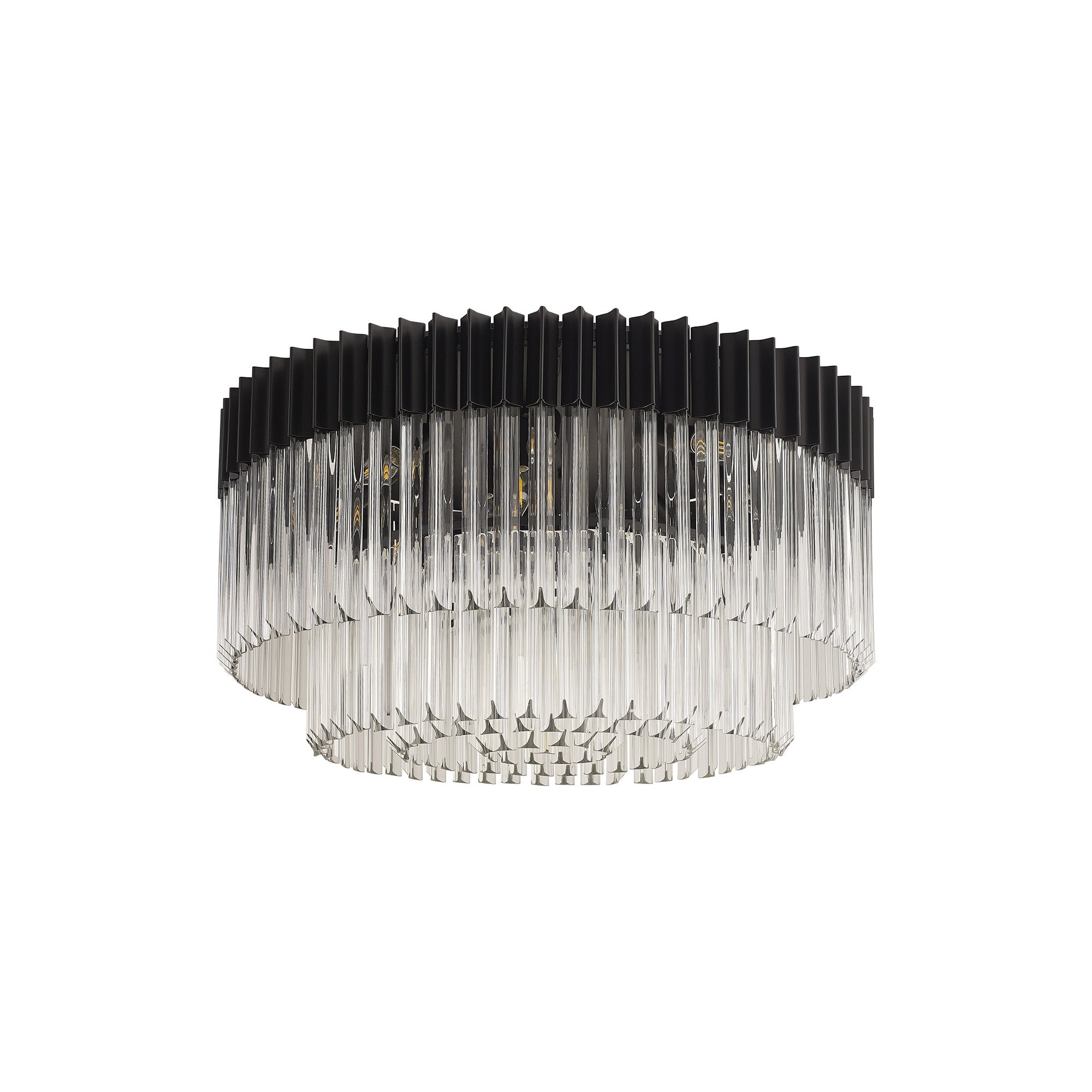 Donard Matt Black 12 Light Flush Fitting with Clear Glass