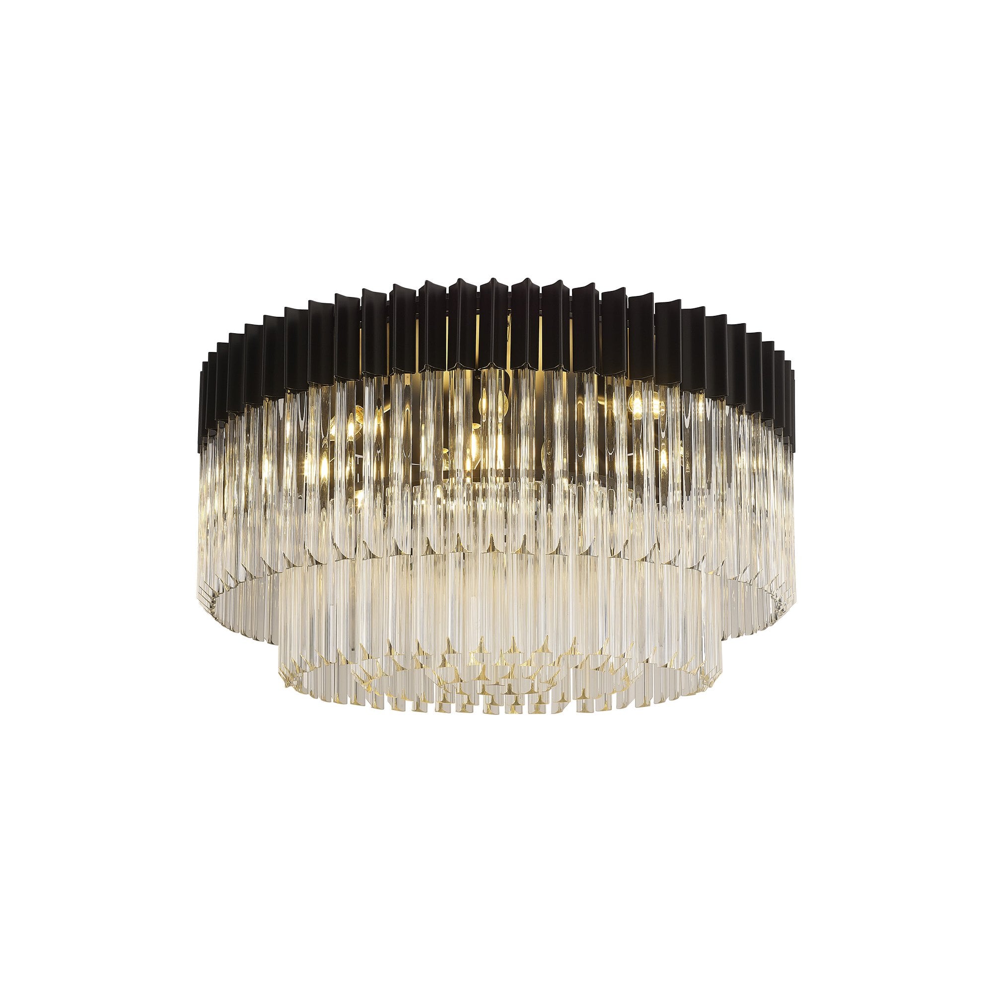Donard Matt Black 12 Light Flush Fitting with Clear Glass