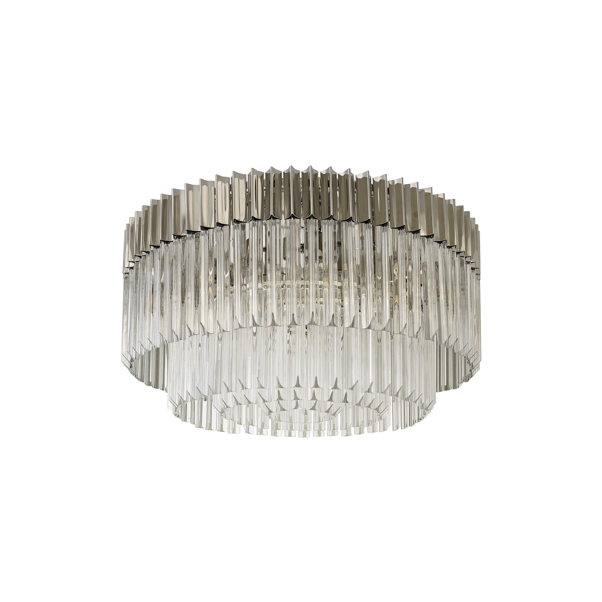 Donard Polished Nickel 12 Light Flush Fitting with Clear Glass