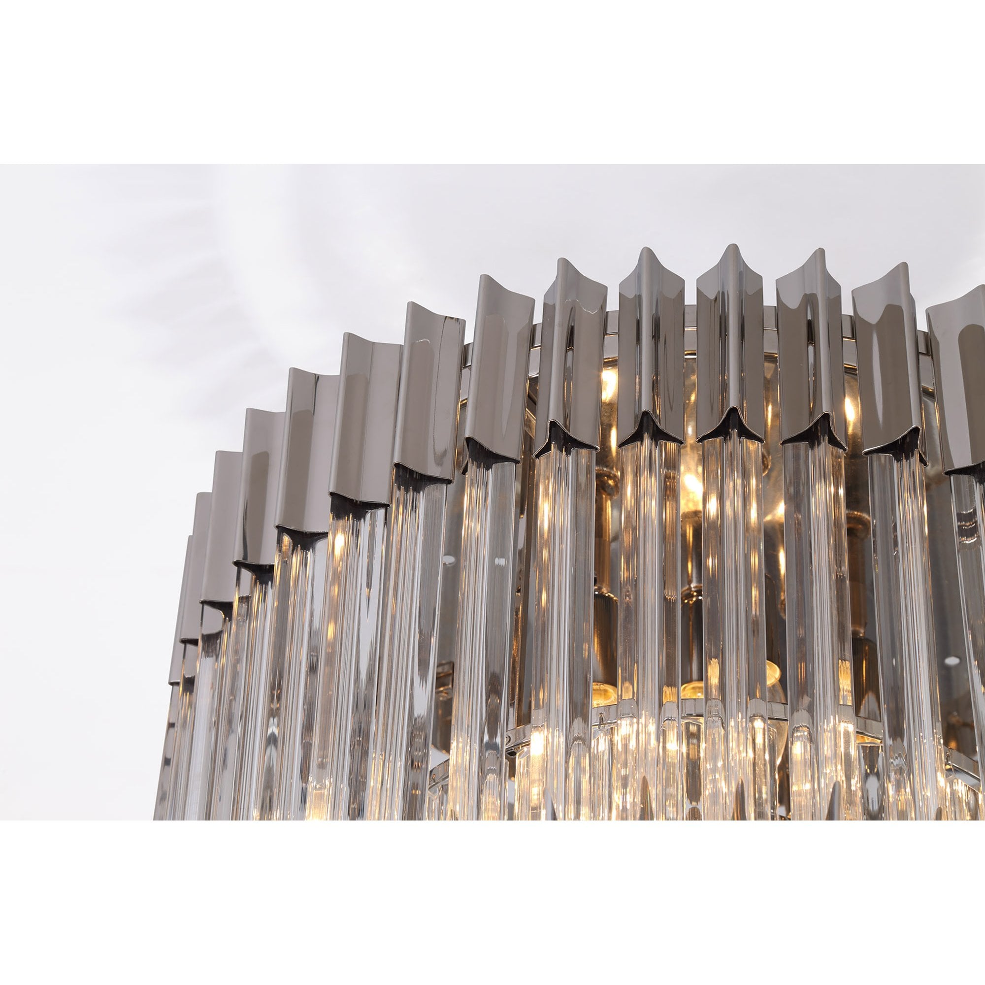 Donard Polished Nickel 12 Light Flush Fitting with Clear Glass
