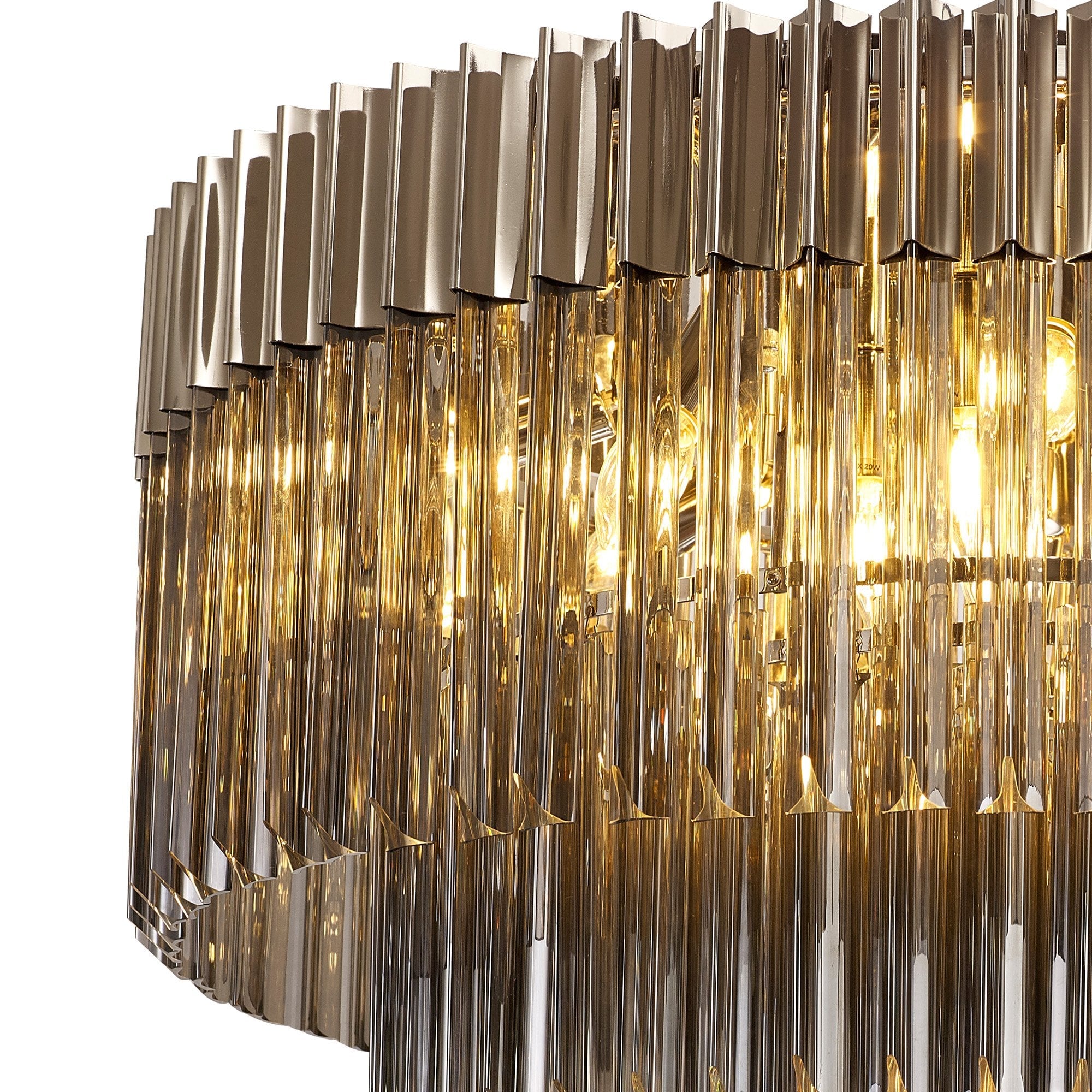 Donard Polished Nickel 12 Light Flush Fitting with Smoked Glass
