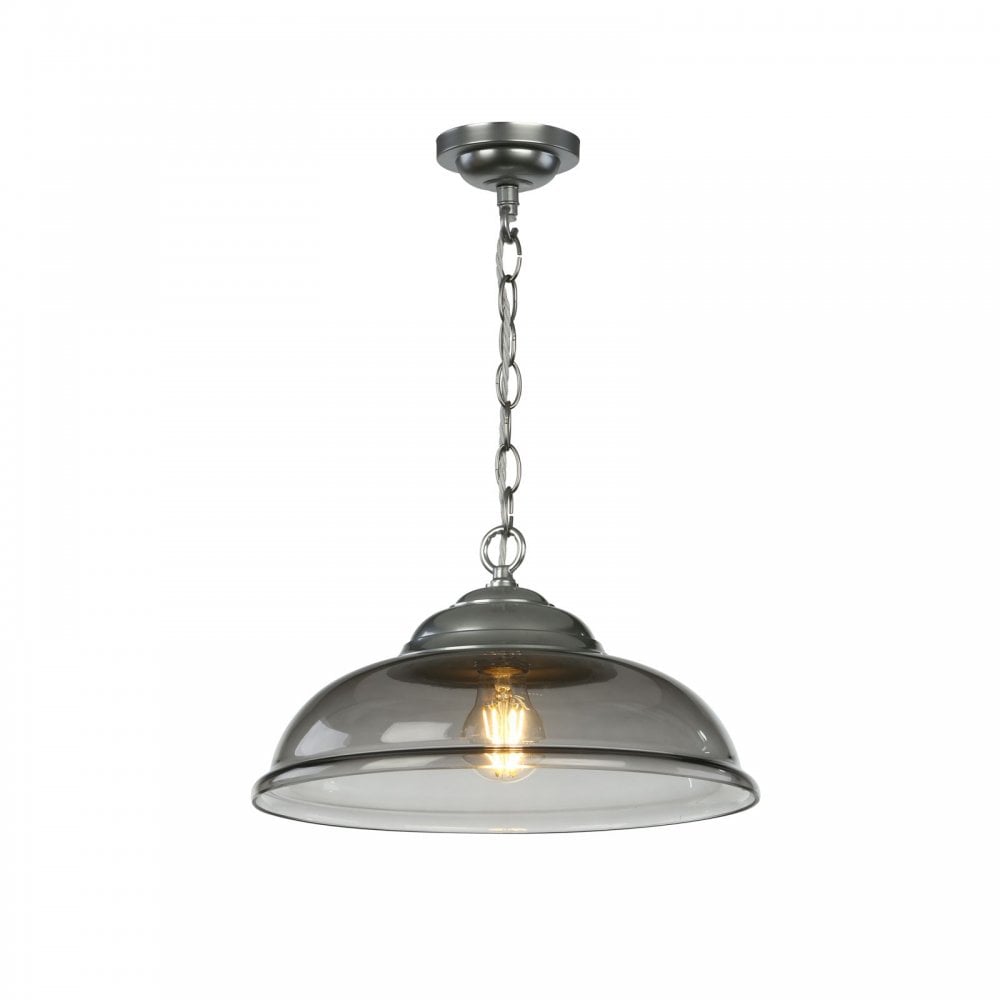 Webster Pendant Smoked Glass Chrome