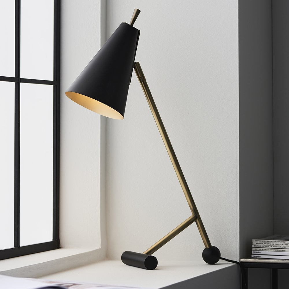 Everett Black & Antique Brass Modern Style Task Lamp