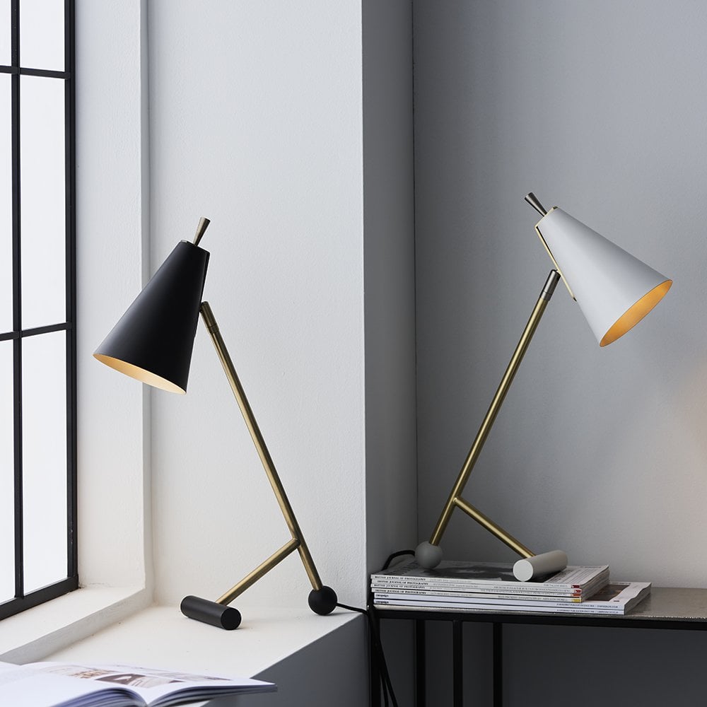Everett Black & Antique Brass Modern Style Task Lamp