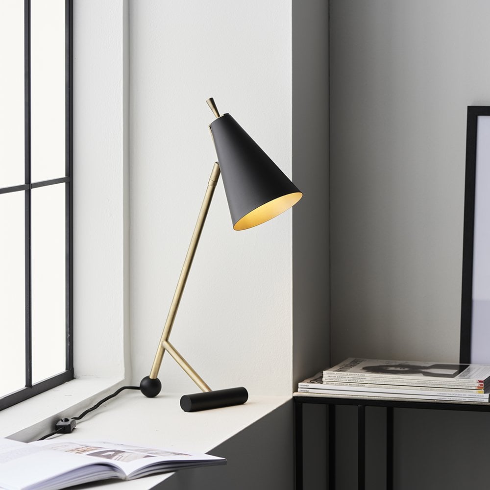 Everett Black & Antique Brass Modern Style Task Lamp