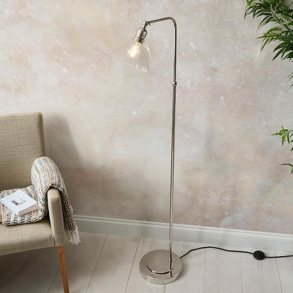 Lucy Bright Nickel & Clear Glass Floor Lamp