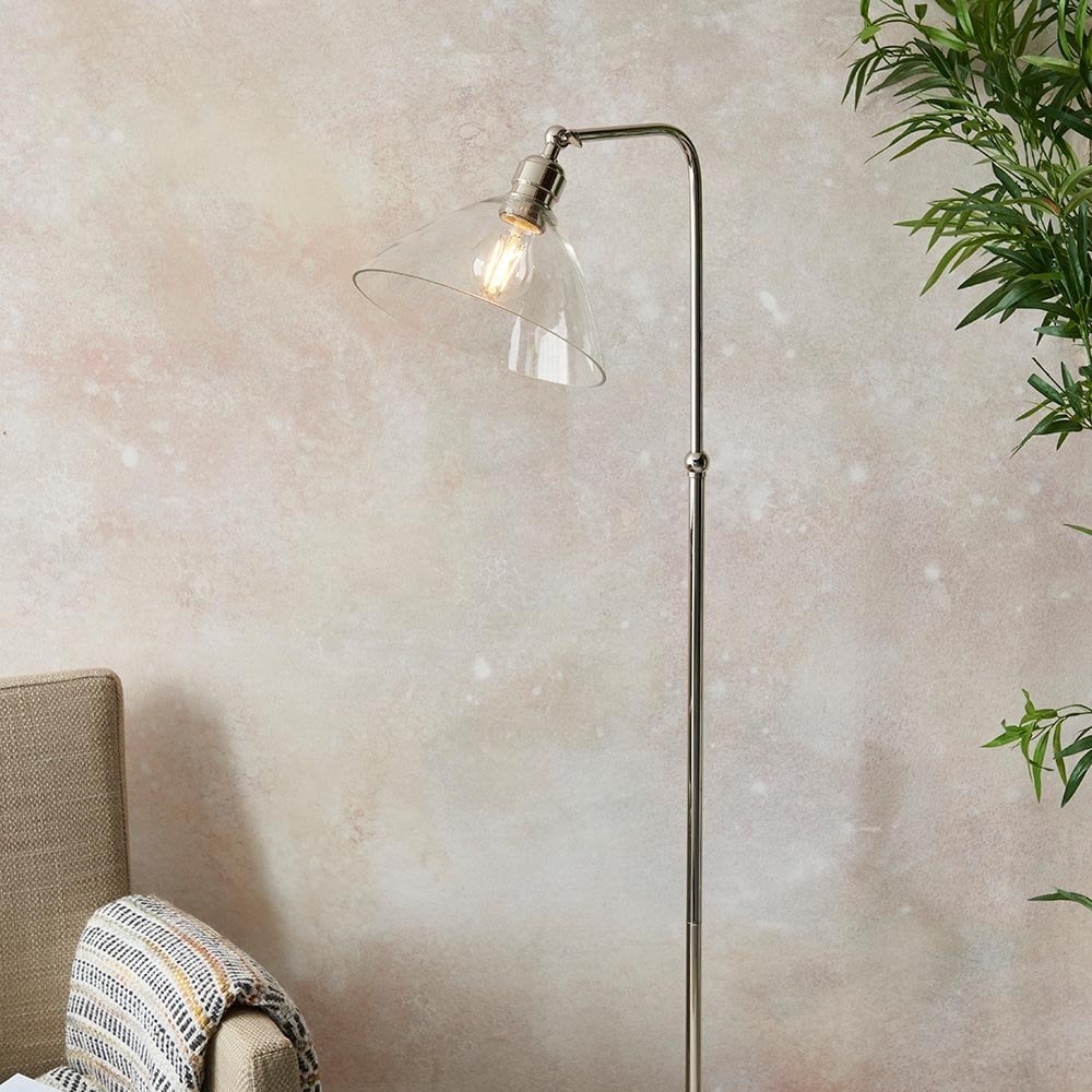 Lucy Bright Nickel & Clear Glass Floor Lamp