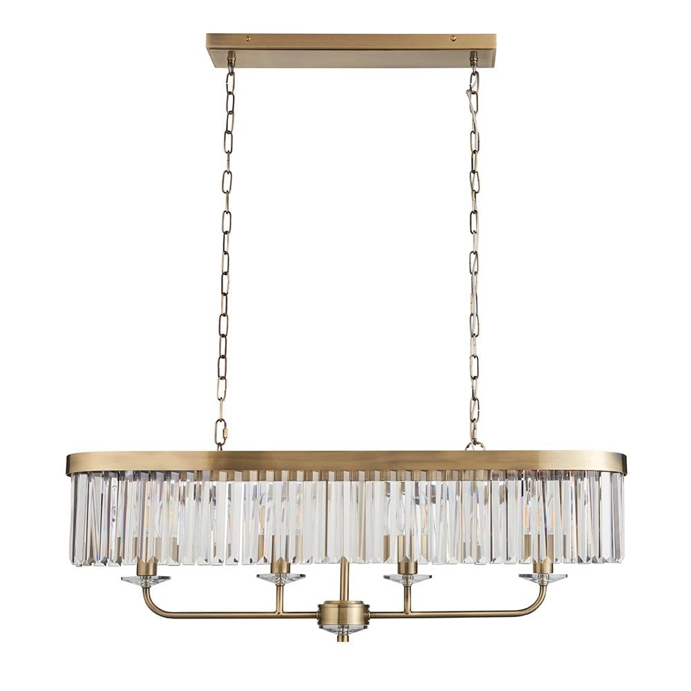 Carol Antique Brass & Crystal Linear Pendant