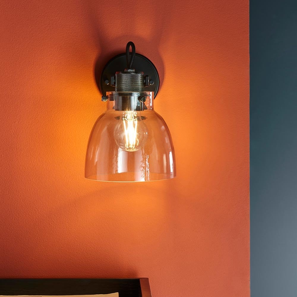 Urban Belle Smoked Grey Wall Light in Black Finish