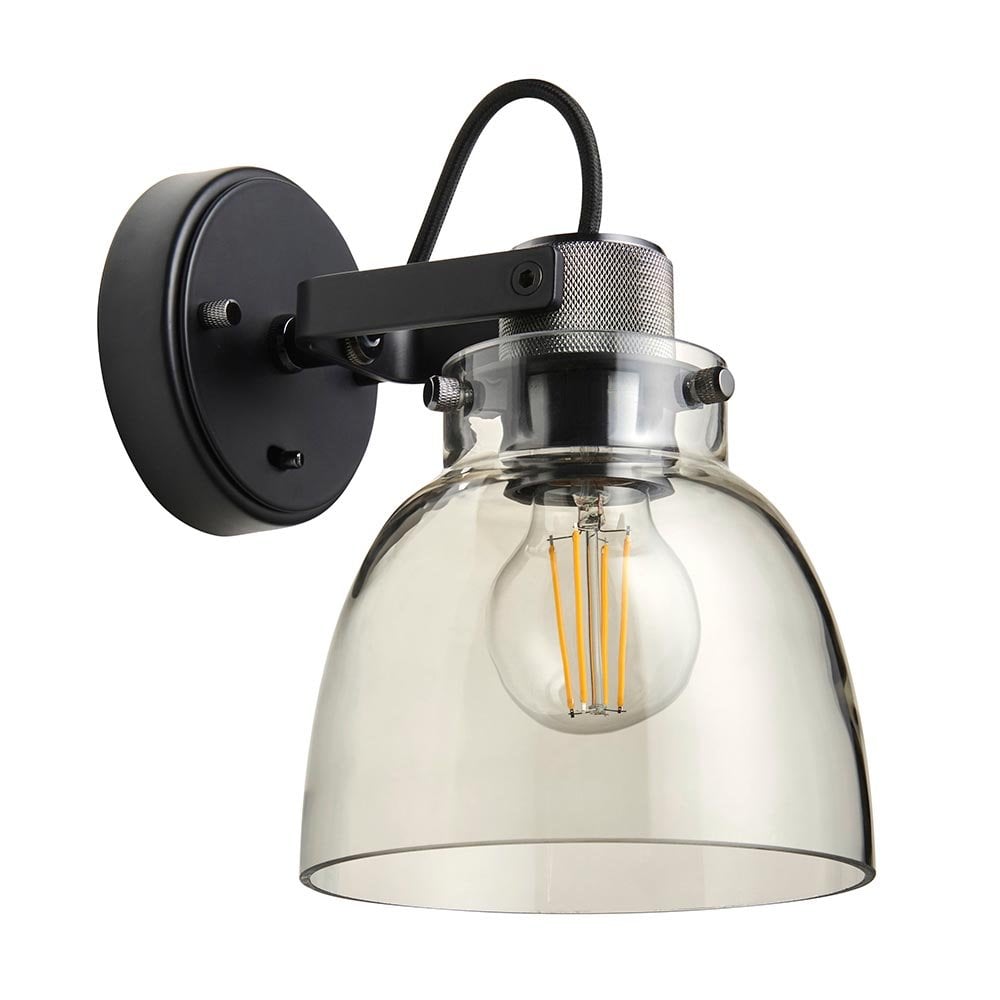 Urban Belle Smoked Grey Wall Light in Black Finish
