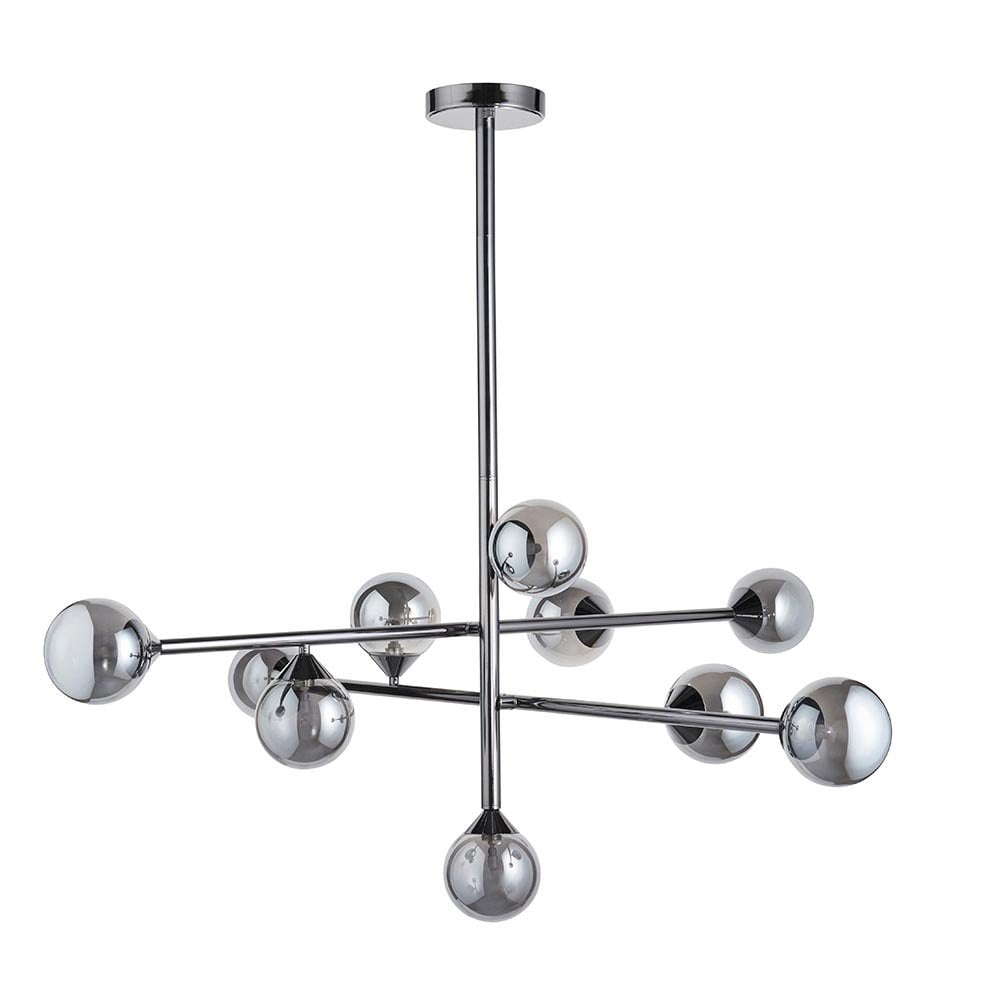 Eve 10 Light Black Chrome Pendant with Smoked Shades