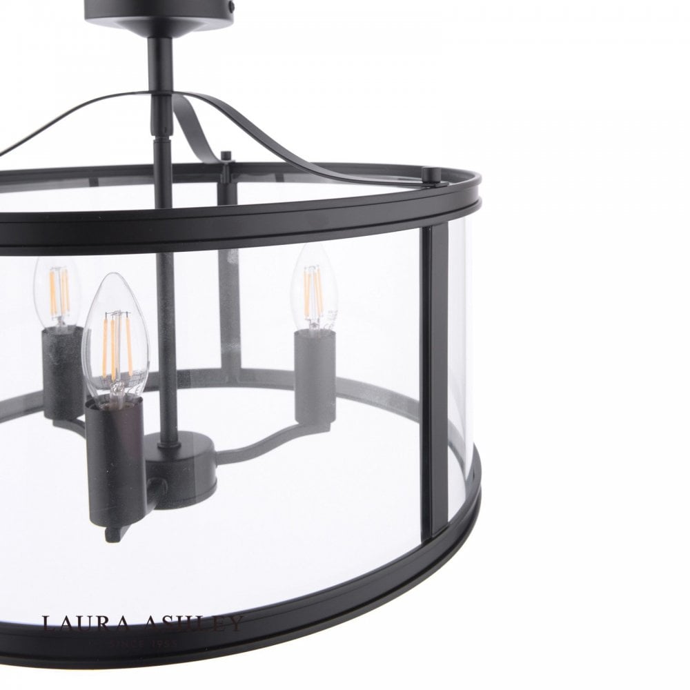 Harrington 3 Light Semi Flush in Matt Black